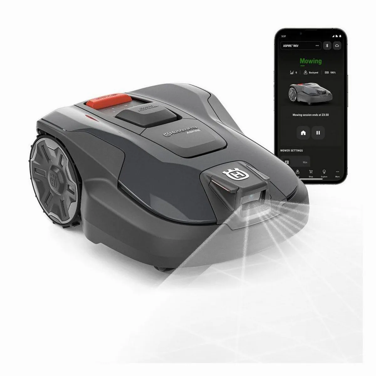 Husqvarna Automower Aspire R6V, kabelloser Mähroboter für 600 m² Rasenfläche