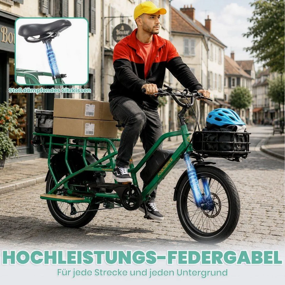JOBOBIKE Transer Cargo E-Bike, hohe Transportkapazität, 150 km Reichweite, 200 kg Zuladung 4