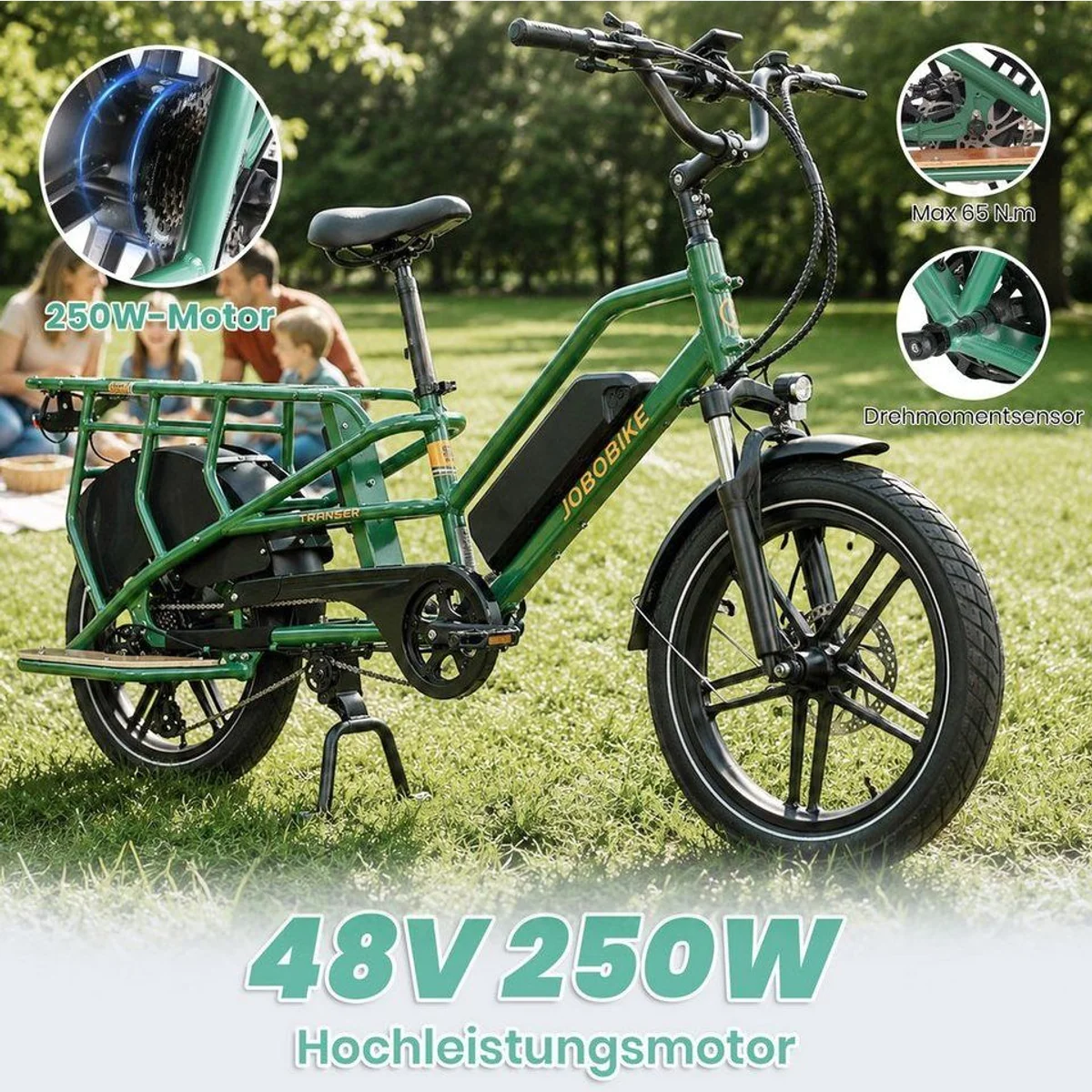 JOBOBIKE Transer Cargo E-Bike, hohe Transportkapazität, 150 km Reichweite, 200 kg Zuladung 5