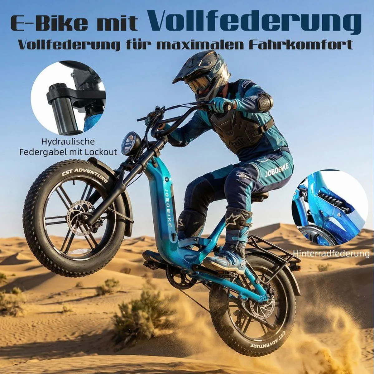 JOBOBIKE E-Bike Mountainbike, 720 Wh Akku, 150 km Reichweite, hydraulische Federgabel 2