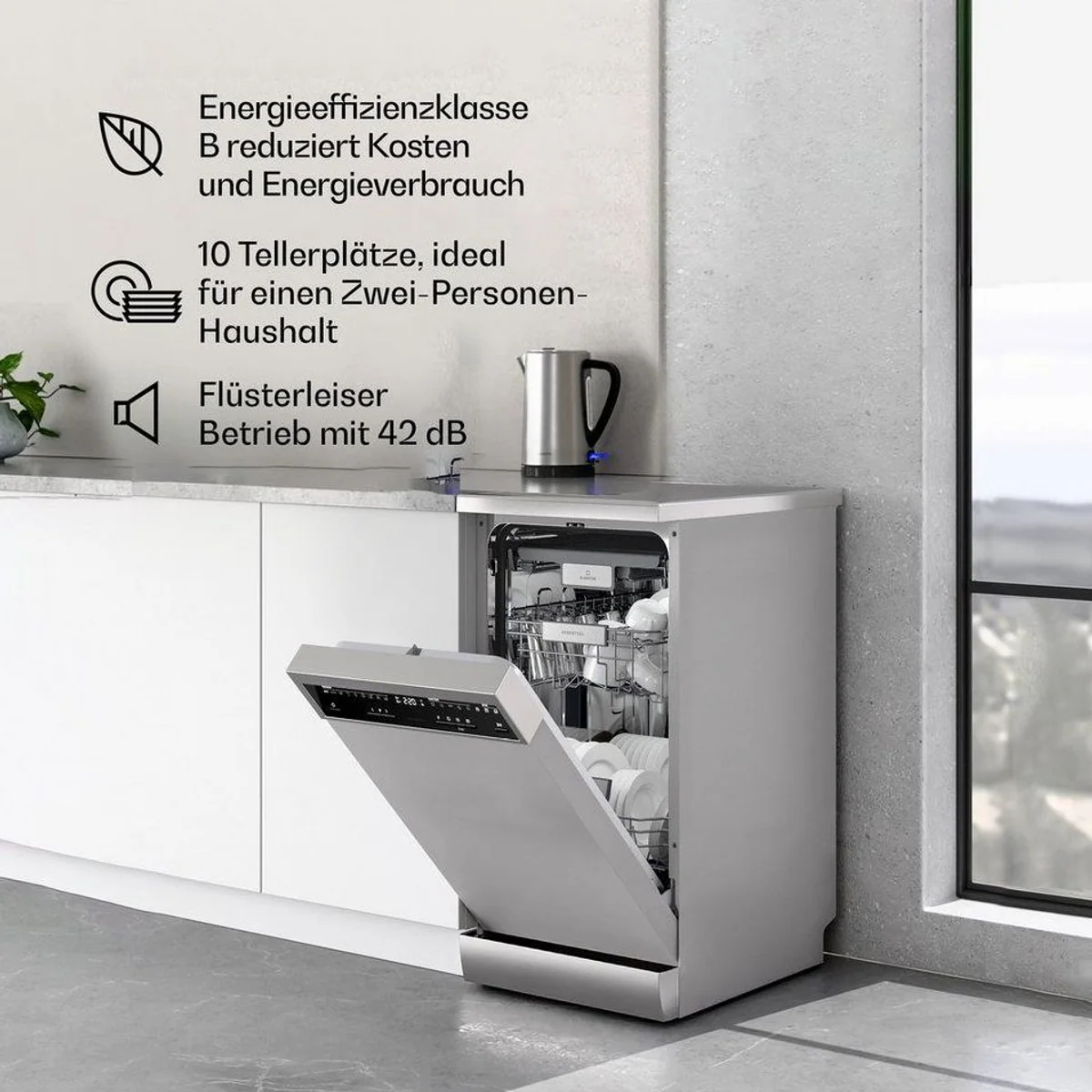 Klarstein VeroSteel Geschirrspüler, 9 l, 9 Programme, leise 42 dB 4