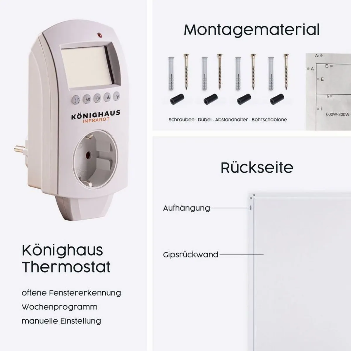Könighaus Infrarotheizung Panorama-Serie 1000W, Ultra HD Druck, angenehme Strahlungswärme 4