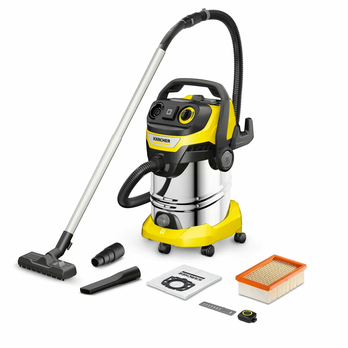 KÄRCHER WD 6 Control P S Nass-Trocken-Sauger, 2-in-1 Fernbedienung, 30 Liter Edelstahlbehälter