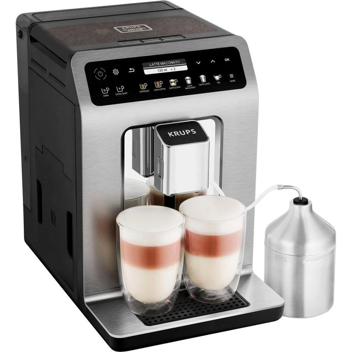 Krups EA894T Evidence Plus, innovative Brühtechnologie, One-Touch-Cappuccino, langlebige Brühgruppe