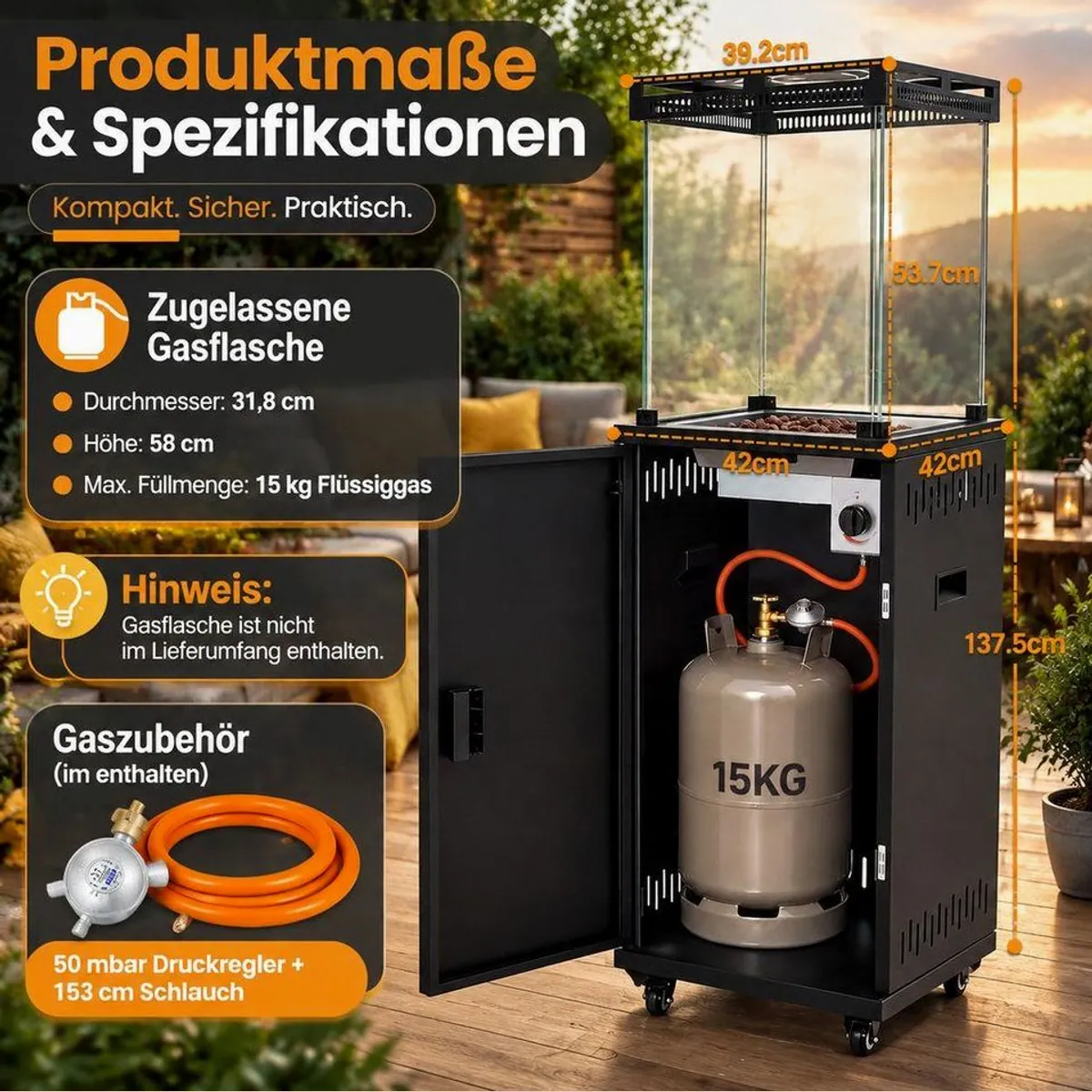 Ledklang Terrassenheizer, 5-13 kW, variable Heizleistung für Outdoor-Bereiche 4