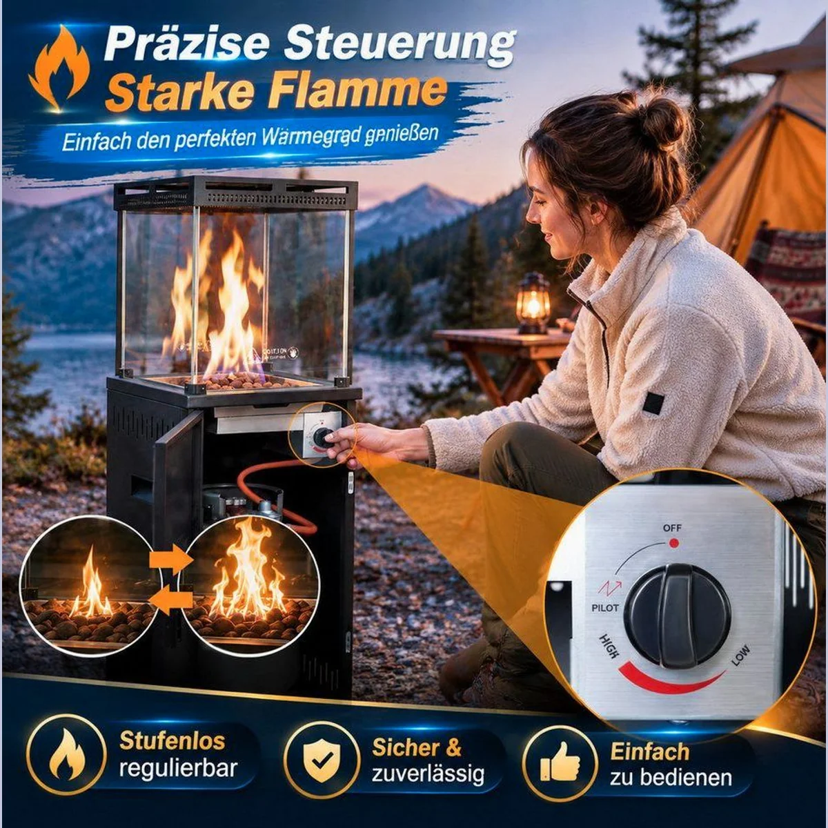 Ledklang Terrassenheizer, 5-13 kW, variable Heizleistung für Outdoor-Bereiche 5
