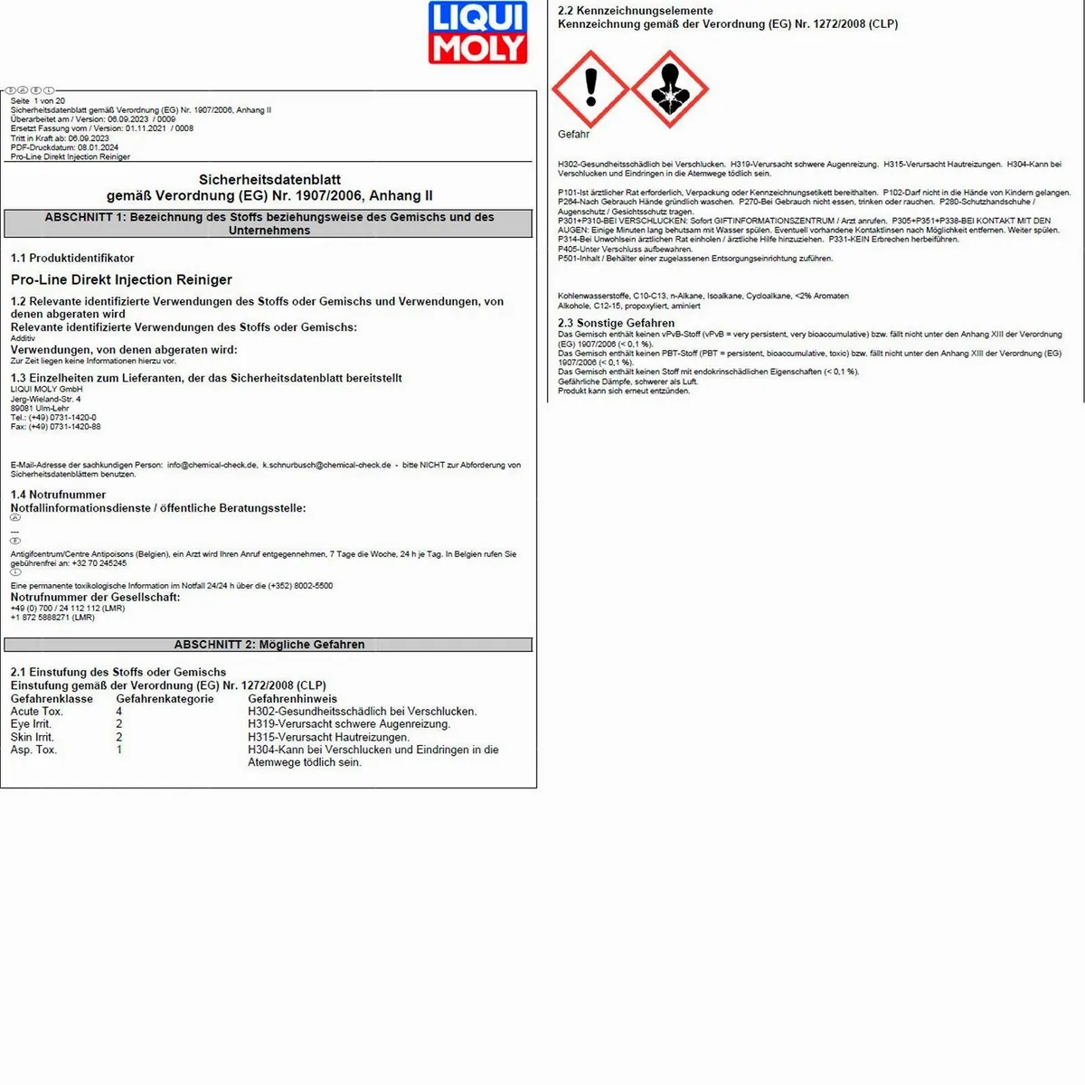 Liqui Moly Pro-Line Direkt Injection Reiniger, Höchste Reinigungswirkung, Polyetheramin-Technologie 2