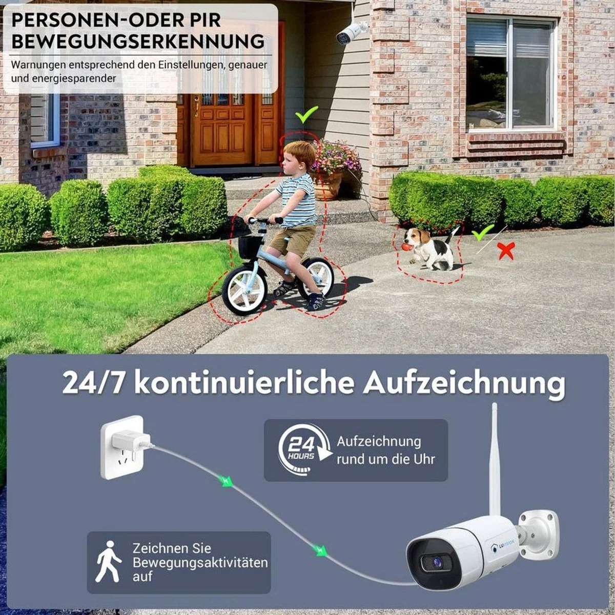 LUVISION Überwachungssystem, 10,1" Monitor, KI Personenerkennung, 2-8 Kameras 5