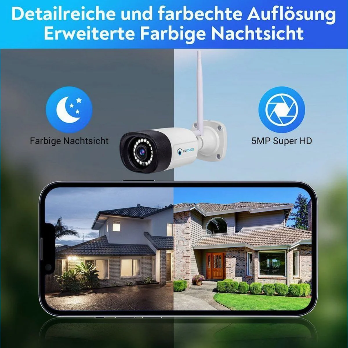 LUVISION Überwachungskamera-System, 5MP Auflösung, KI-gestützte Bewegungserkennung, 10 Kanal NVR 2