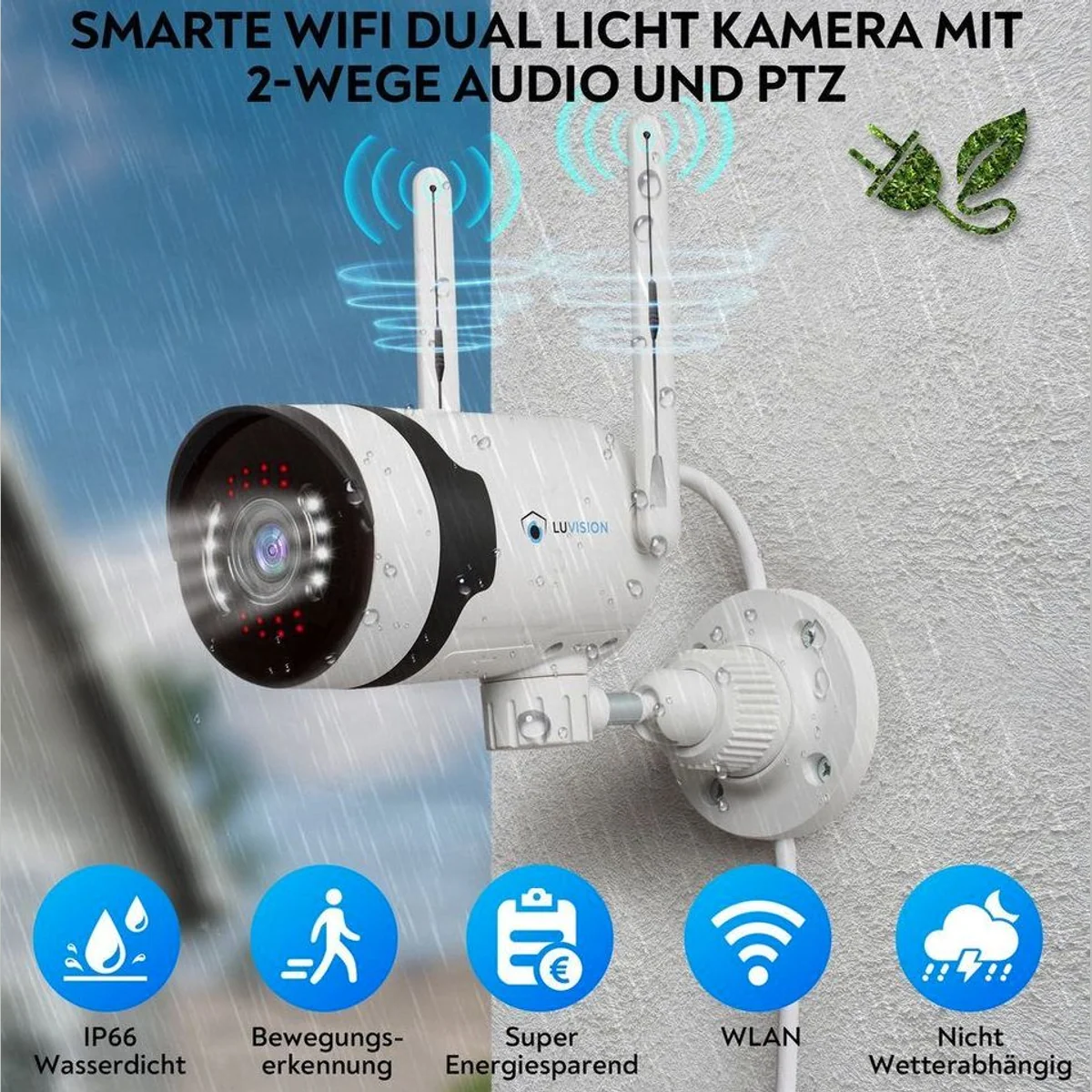 LUVISION Überwachungskamera Set, 5MP Auflösung, Dual WLAN Monitor, KI Bewegungsverfolgung 4