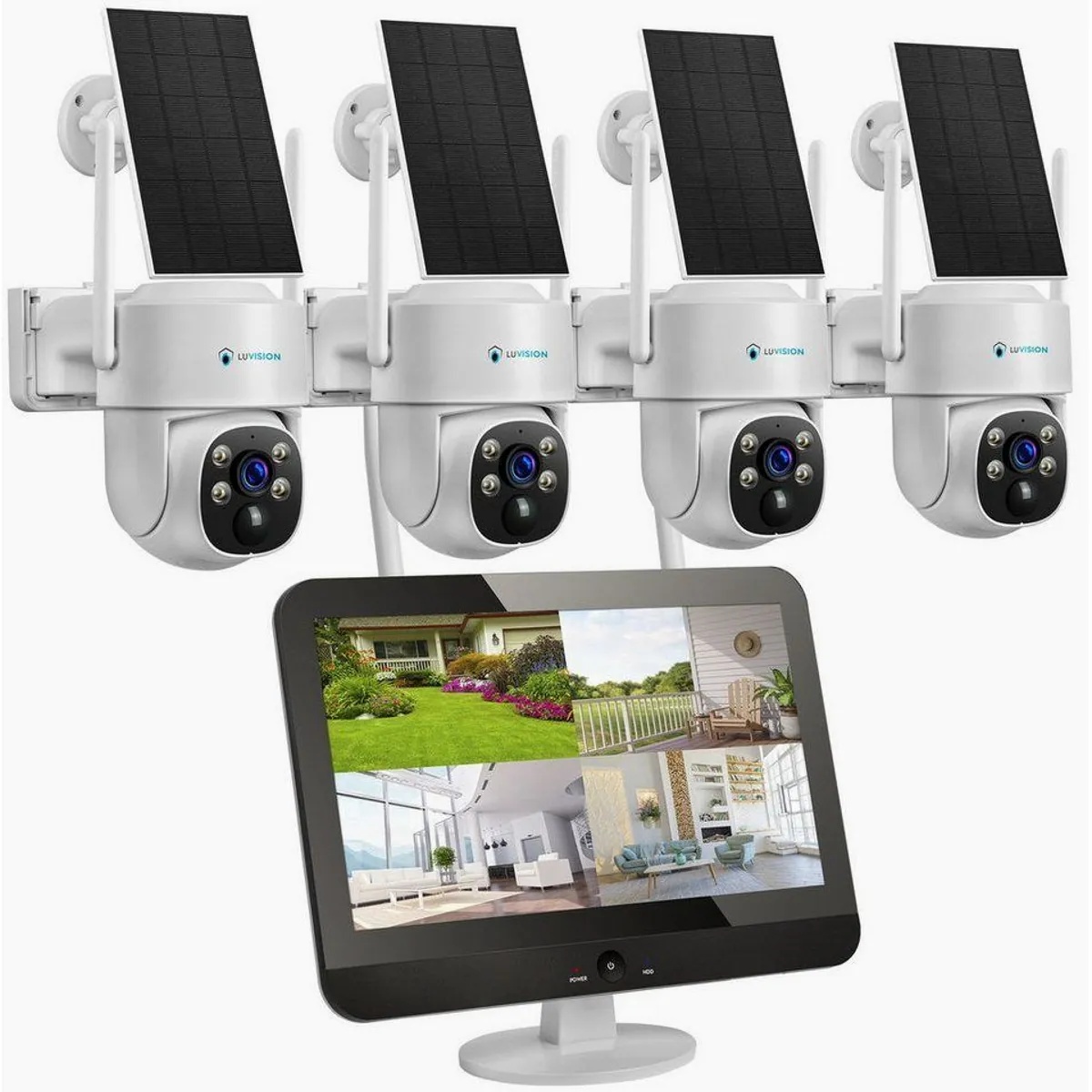 LUVISION WLAN Überwachungssystem, 12,5" Monitor, 4MP PTZ-Kameras, Solar betrieben