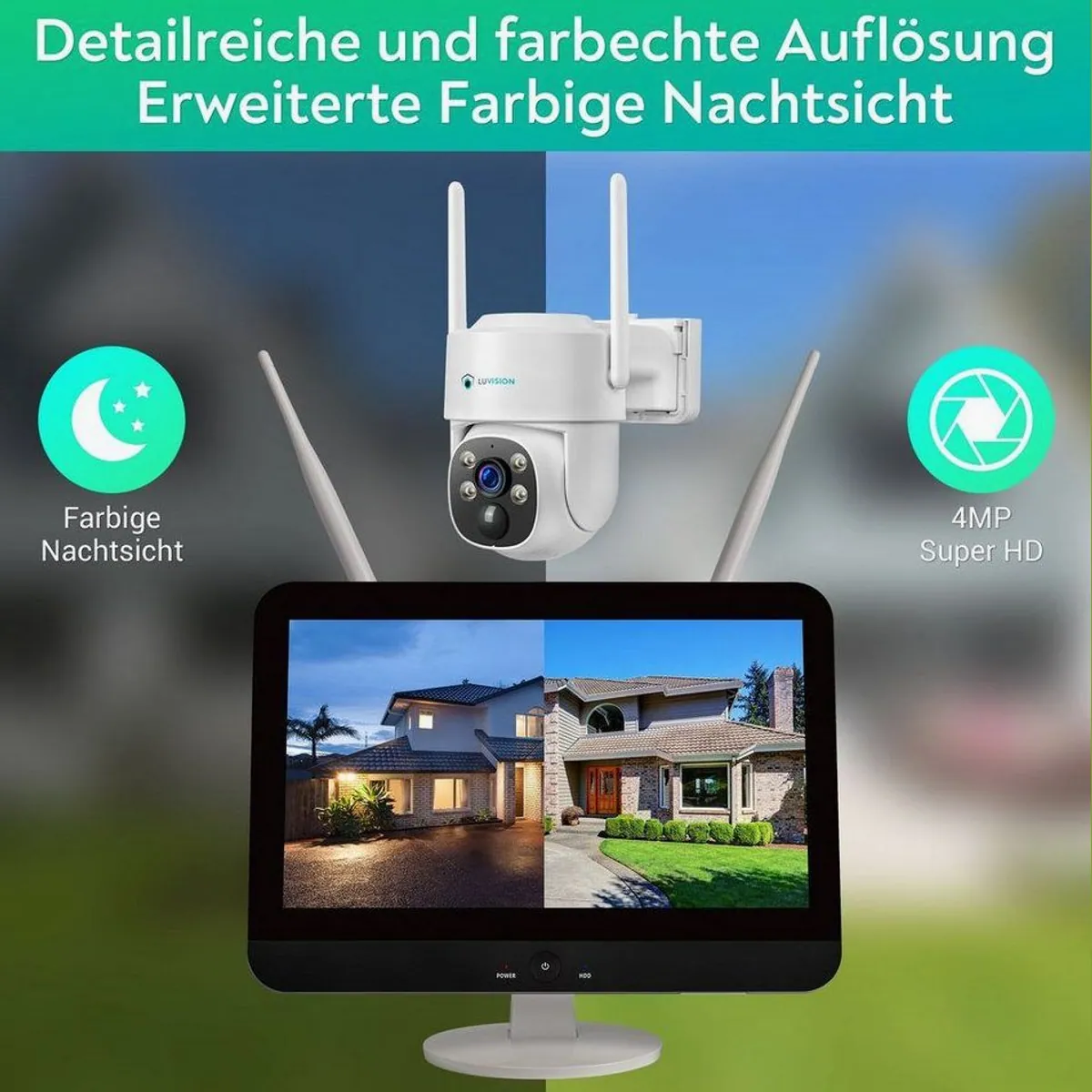 LUVISION WLAN Überwachungssystem, 12,5" Monitor, 4MP PTZ-Kameras, Solar betrieben 3