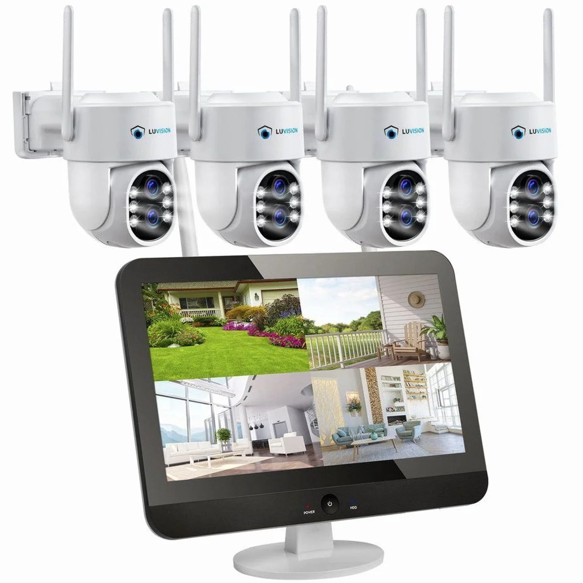 LUVISION Überwachungssystem, 12,5" Monitor, KI Bewegungsverfolgung, PTZ Kamera