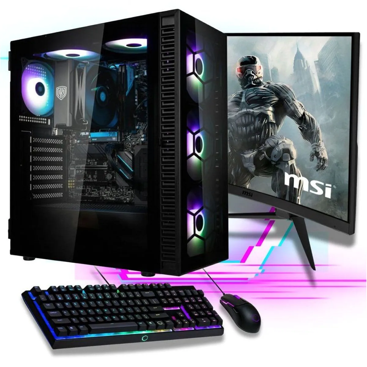 Meinpc Gaming-PC Set, AMD Ryzen 7 5700G, 32 GB RAM, 500 GB SSD, 27" Monitor
