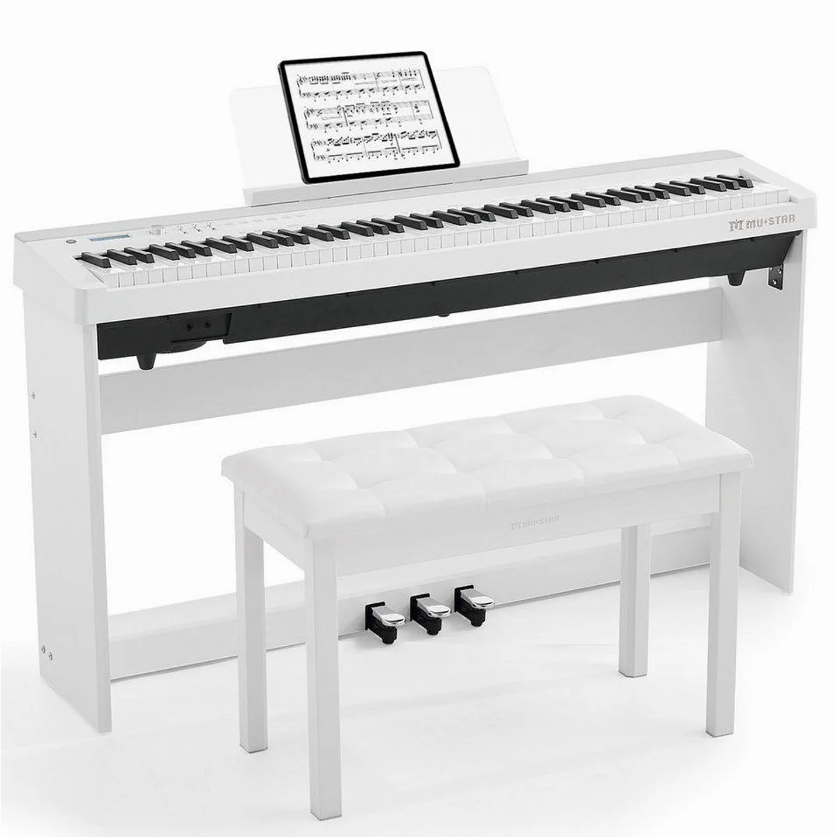 MUSTAR Digitalpiano, 88 Tasten, Hammermechanik & 3 Pedale — intuitiv, vielseitig, transportabel