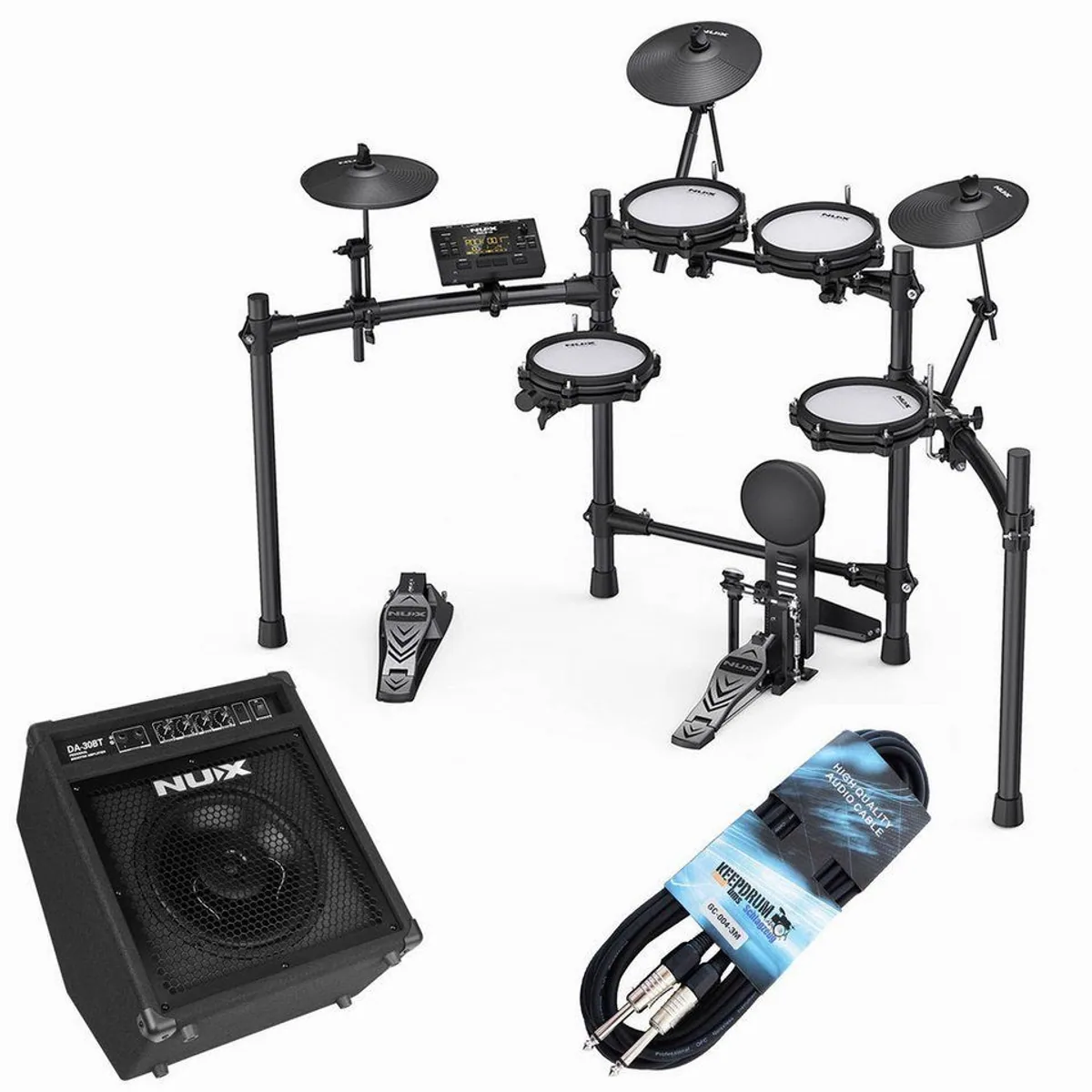 Nux DM-210 E-Drum Set, authentisches Spielgefühl, vielseitige Drum-Kits, platzsparend