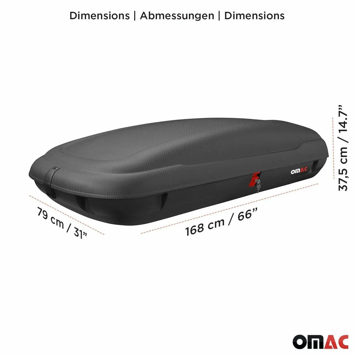 OMAC Dachbox 400 Liter, robust, abschließbar, einfache Installation 4