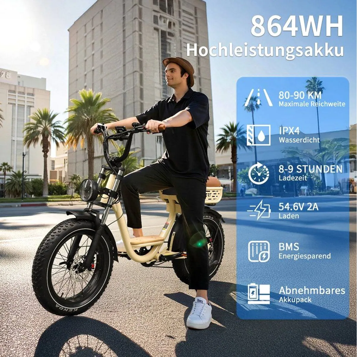 Onesport W77 E-Bike Cityrad, kraftvoller Motor, großer Akku, komfortable Federung 5
