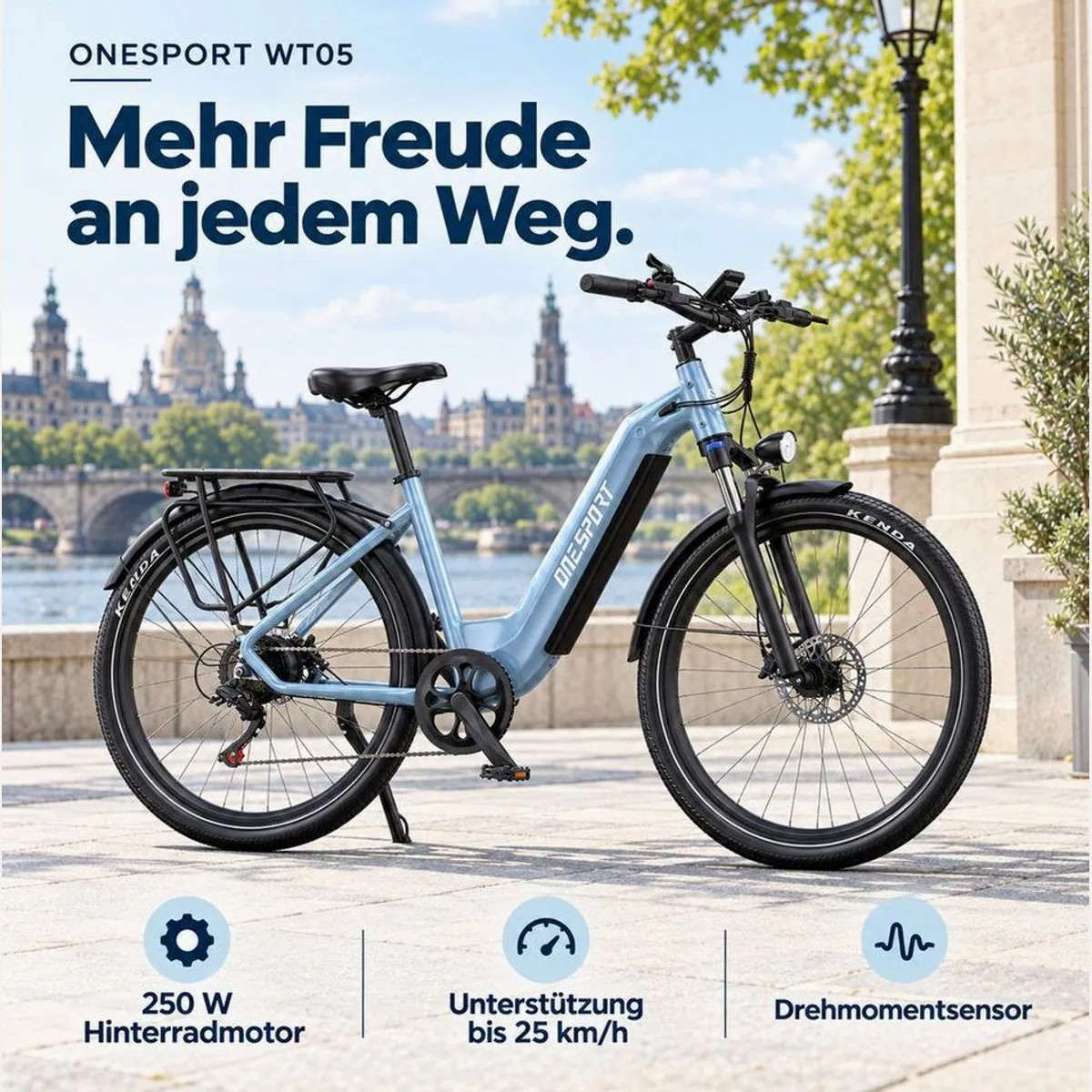 Onesport OT05 E-Citybike, hohe Reichweite, starke Motorleistung, komfortable Ausstattung 3