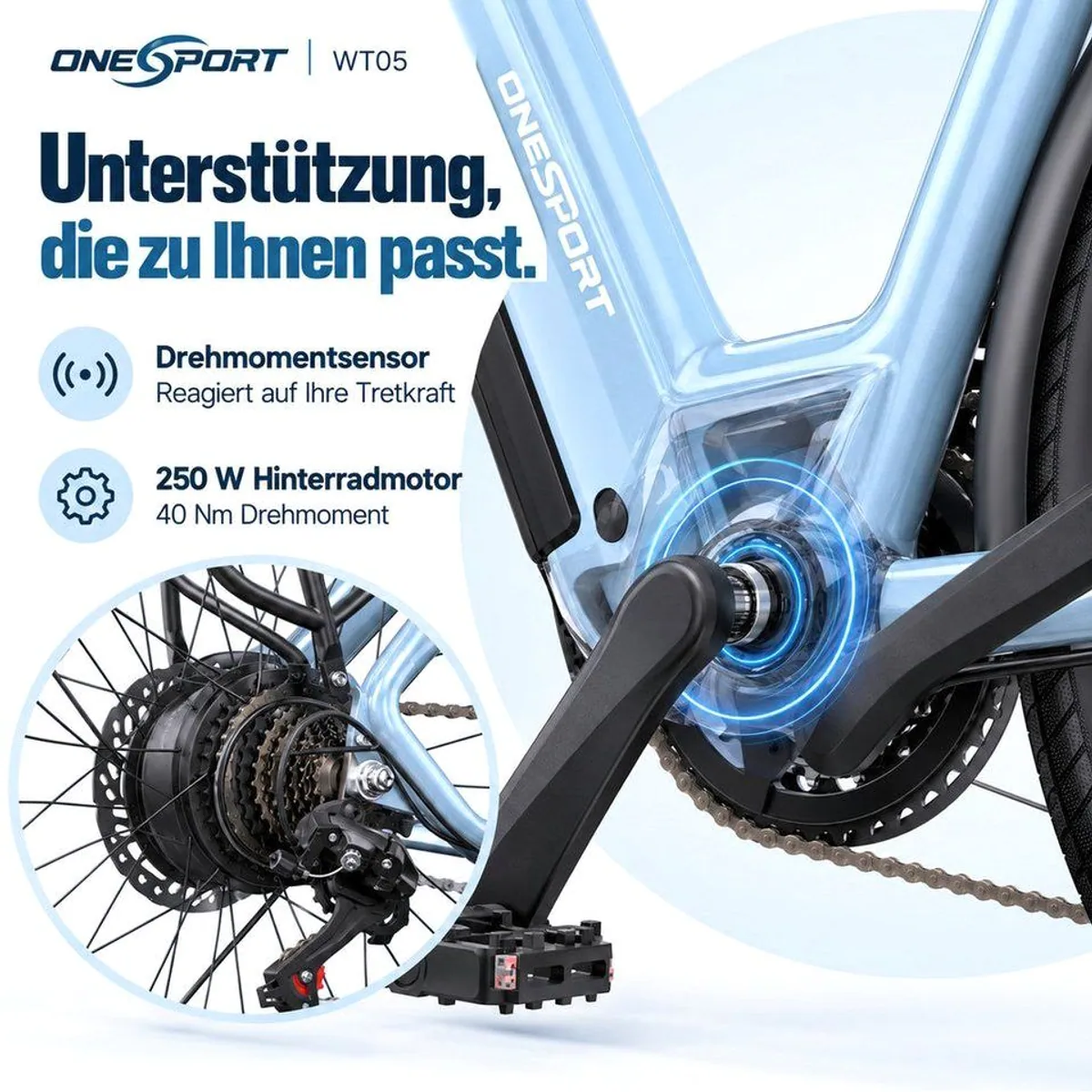 Onesport OT05 E-Citybike, hohe Reichweite, starke Motorleistung, komfortable Ausstattung 4