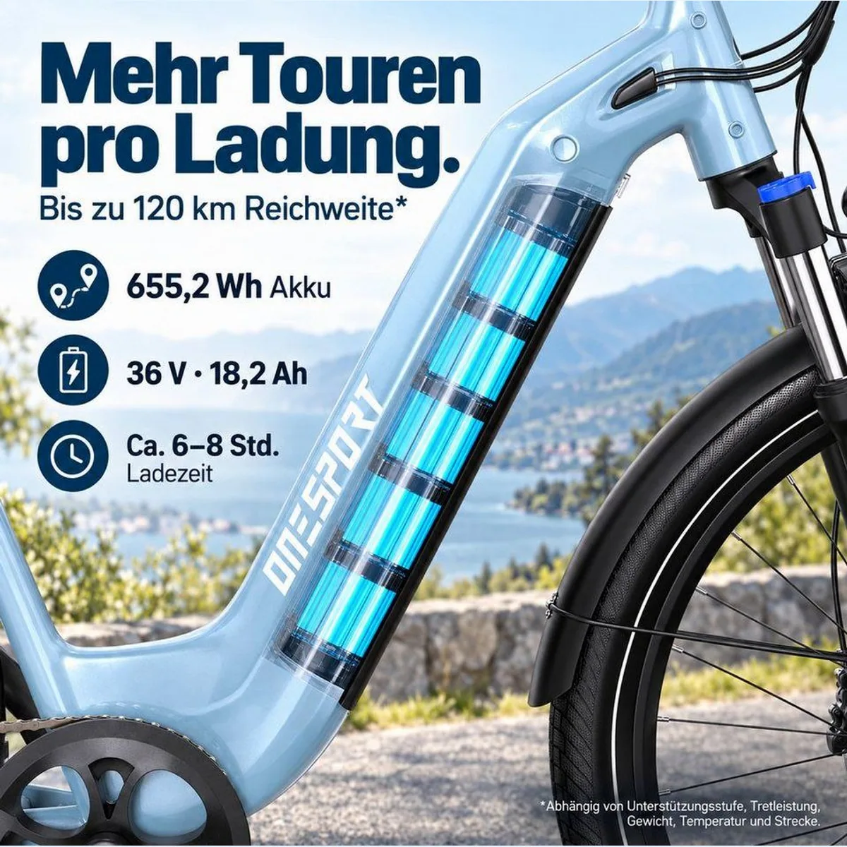 Onesport OT05 E-Citybike, hohe Reichweite, starke Motorleistung, komfortable Ausstattung 5