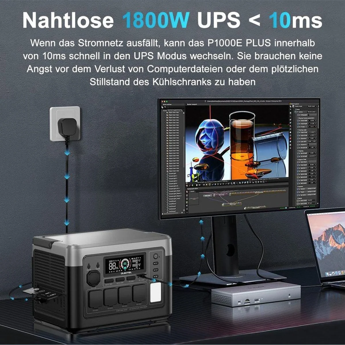 OUKITEL P1000E Plus, tragbare Powerstation mit 1024Wh, 4 AC-Ausgänge, schnelle Ladefunktion 4
