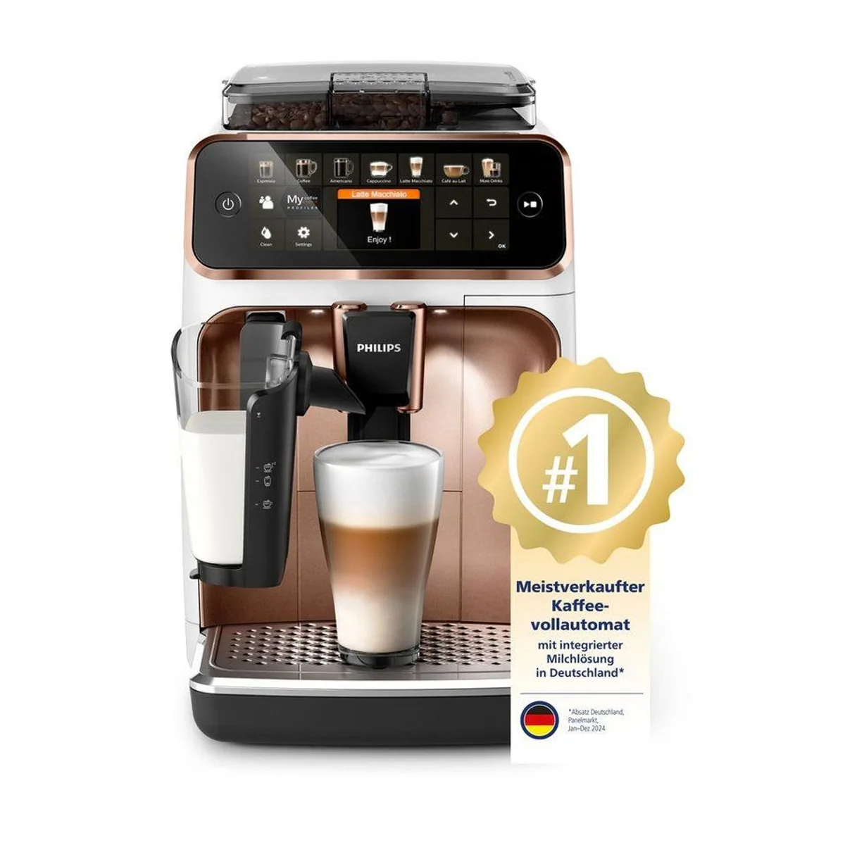 Philips Kaffeevollautomat EP5443/70 5400 Series, 12 Kaffeespezialitäten, LatteGo Milchsystem 3