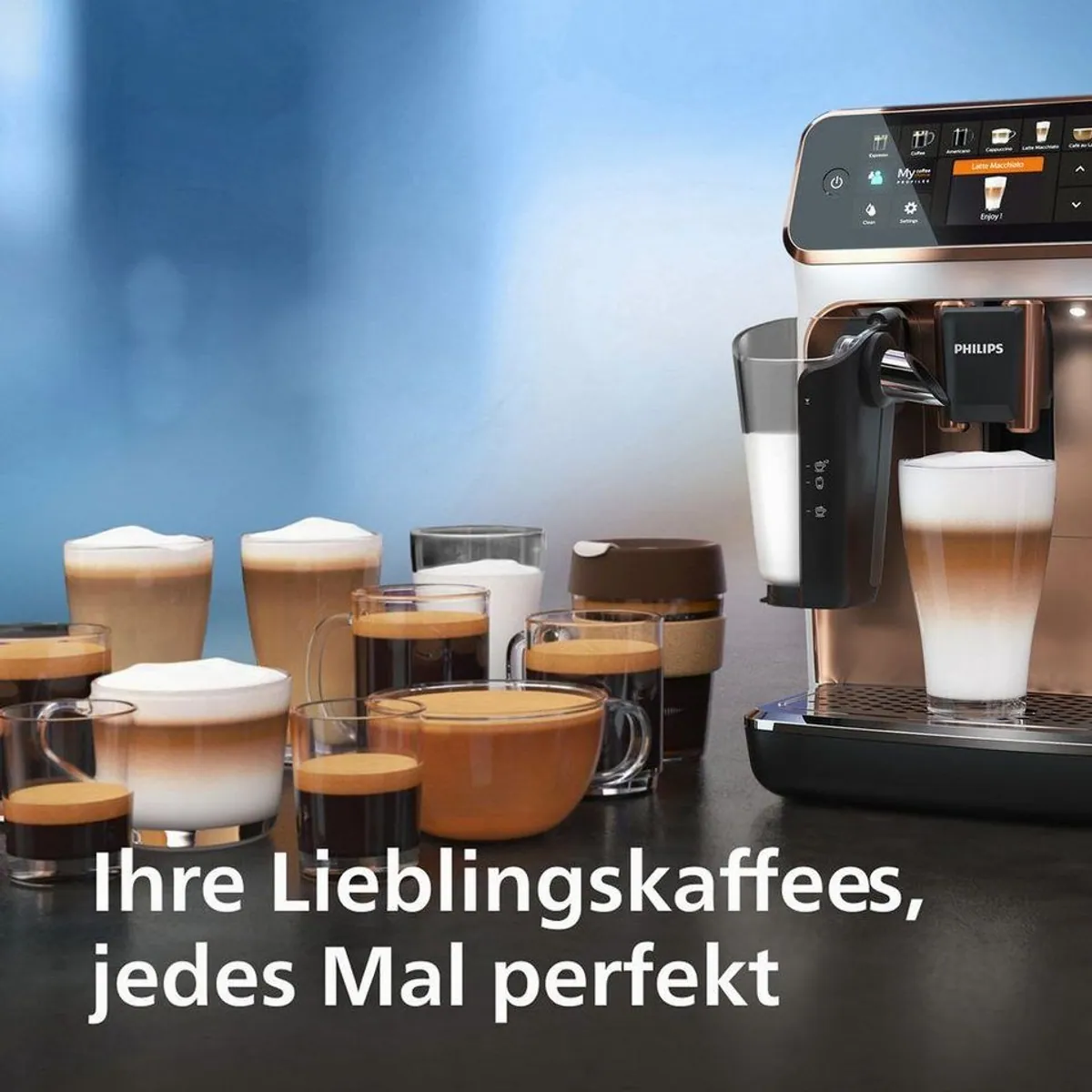 Philips Kaffeevollautomat EP5443/70 5400 Series, 12 Kaffeespezialitäten, LatteGo Milchsystem 5