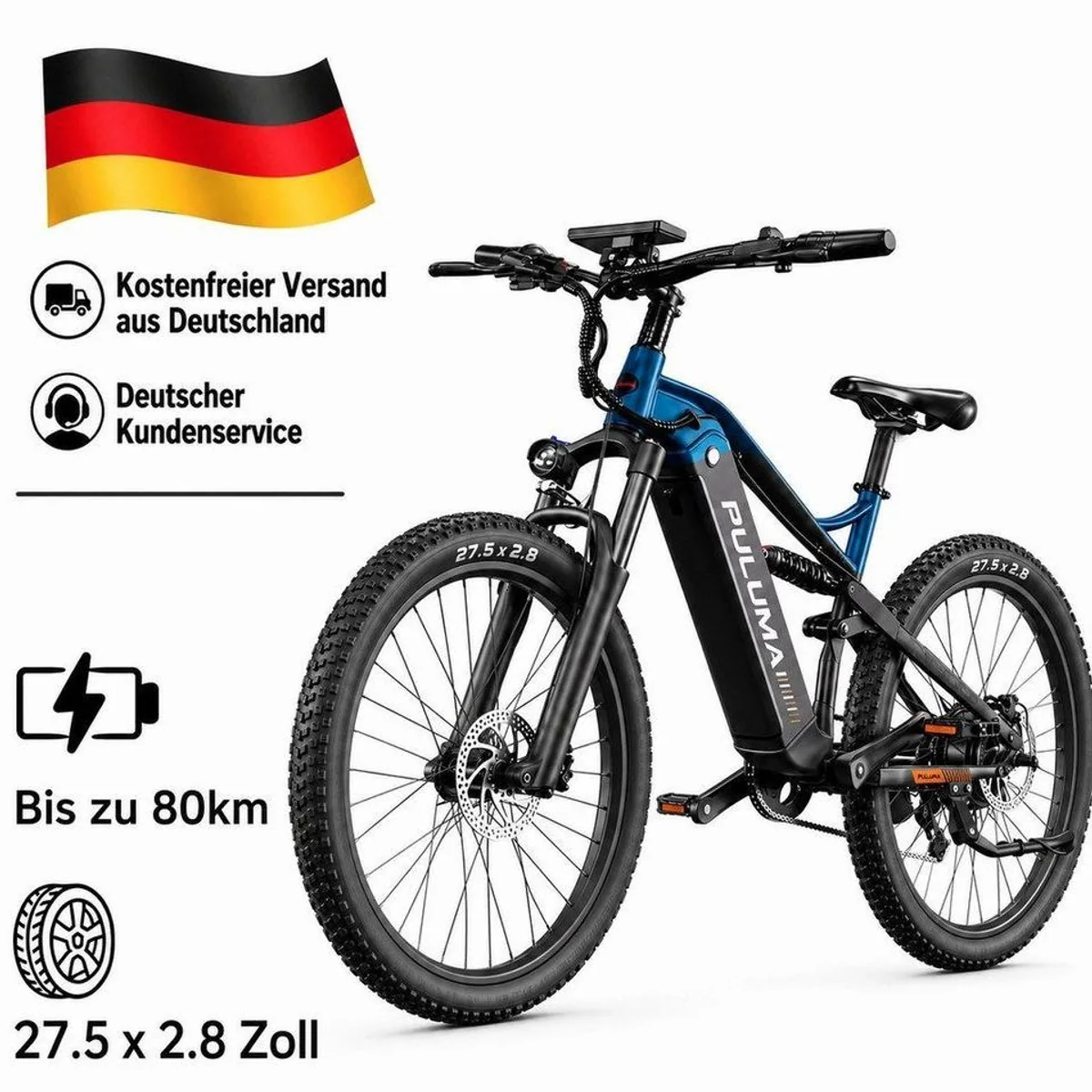 PixelPilot E-Bike Cityrad 27,5 Zoll, 48V 20Ah, 9-Gang Shimano Bremsen