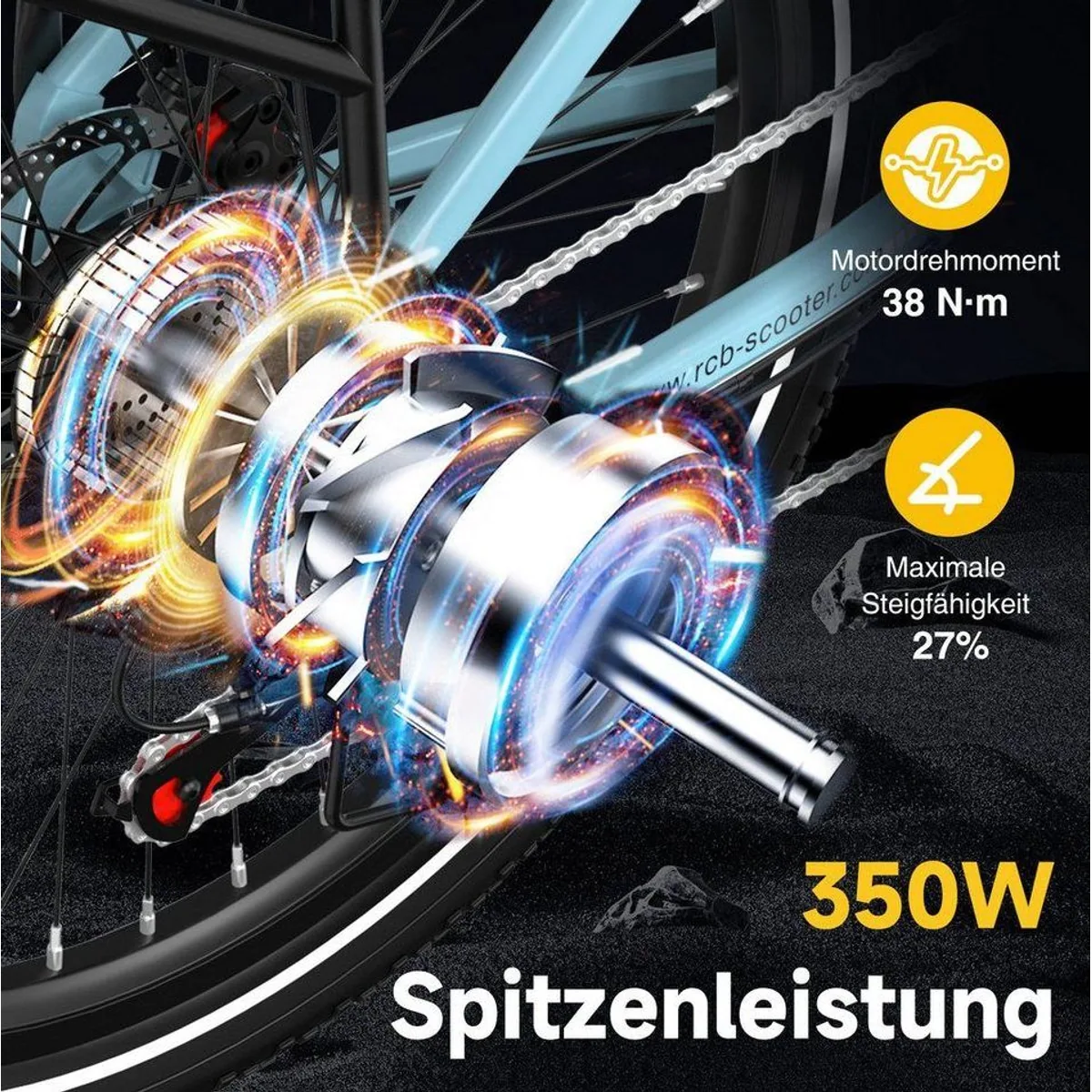 RCB E-Bike Pedelec G6, 27,5 Zoll, 80-120 km Reichweite, 7-Gang Kettenschaltung 5