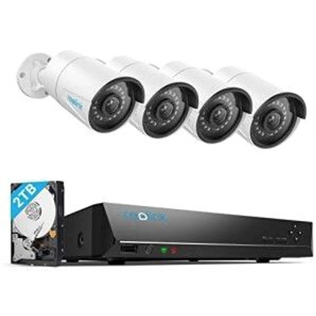 reolink RLK8-410B4 NVR-Set, 4x5MP PoE Kameras, 2TB HDD, Personen- und Fahrzeugerkennung