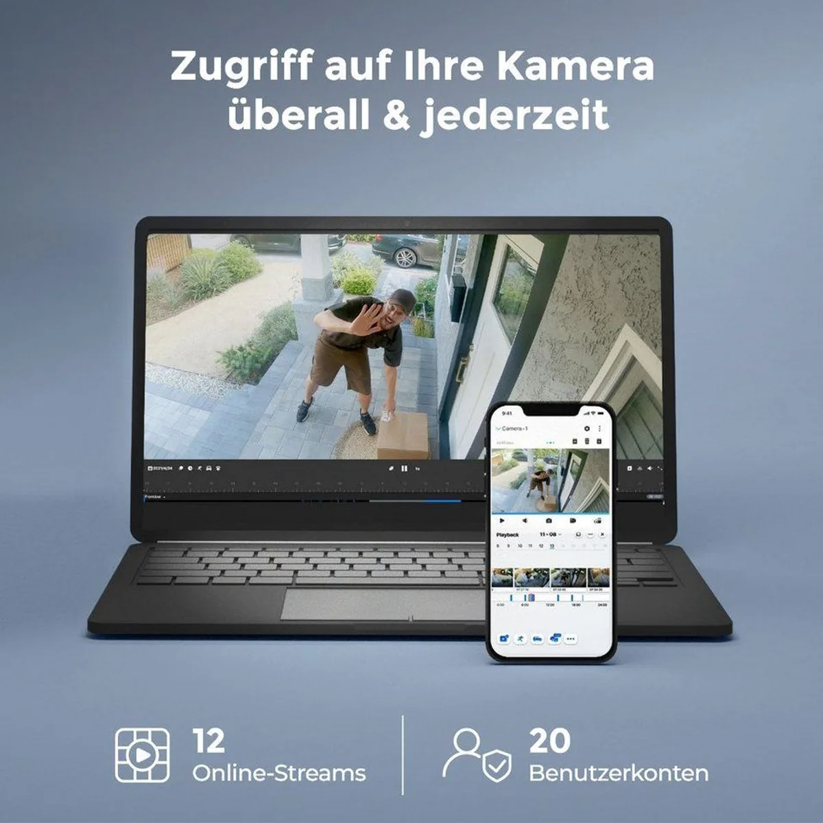 Reolink RLN12W NVR, Wi-Fi 6, 12 Kanäle, 2TB Festplatte — hohe Stabilität, einfache Einrichtung, erweiterbarer Speicher 2