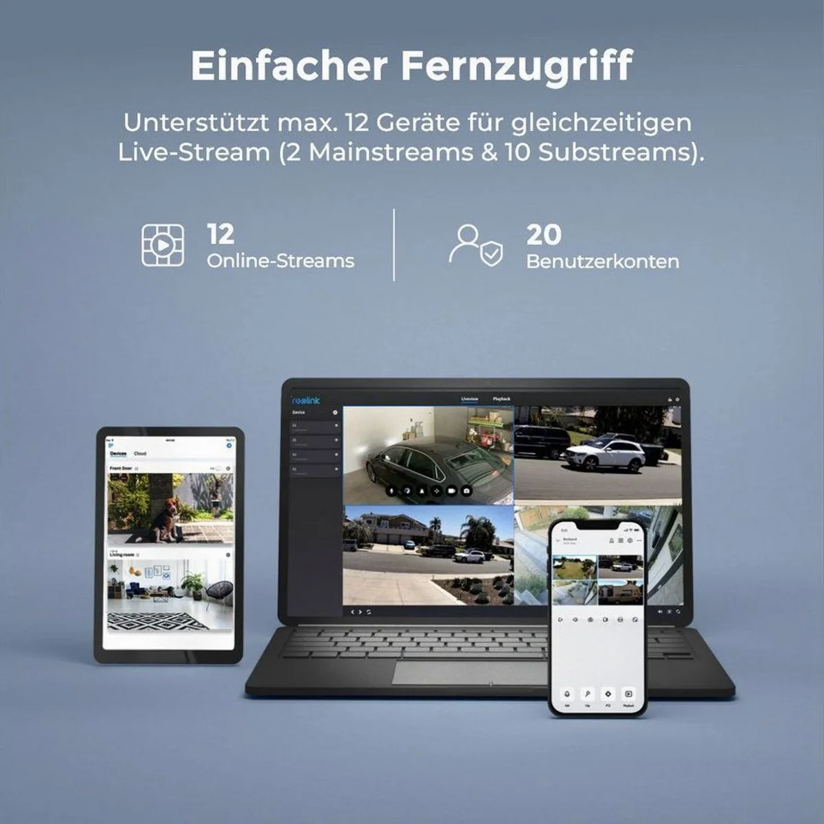 Reolink RLN12W NVR, Wi-Fi 6, 12 Kanäle, 2TB Festplatte — hohe Stabilität, einfache Einrichtung, erweiterbarer Speicher 4