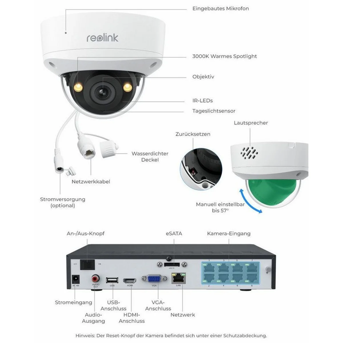 Reolink Überwachungskamera RLK8-500V4, IK10 Schutz, 5MP Auflösung, 24/7 Aufzeichnung 5