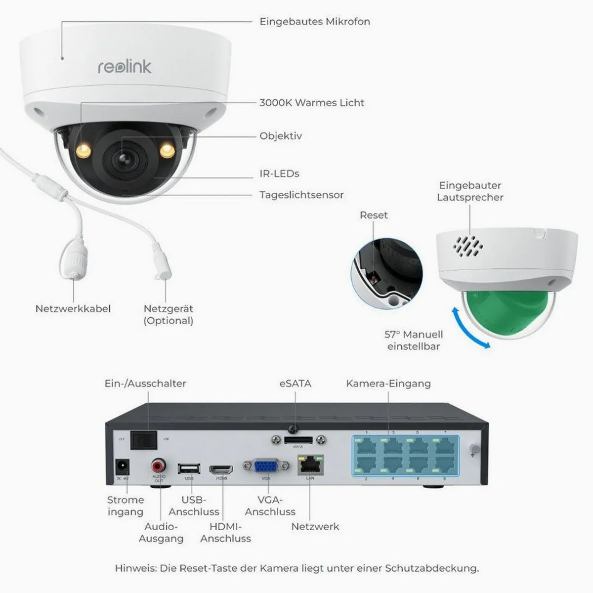 Reolink Überwachungskamera PoE Set, 4K Bildqualität, IK10 Vandalismus-Schutz, Intelligente Erkennung 4