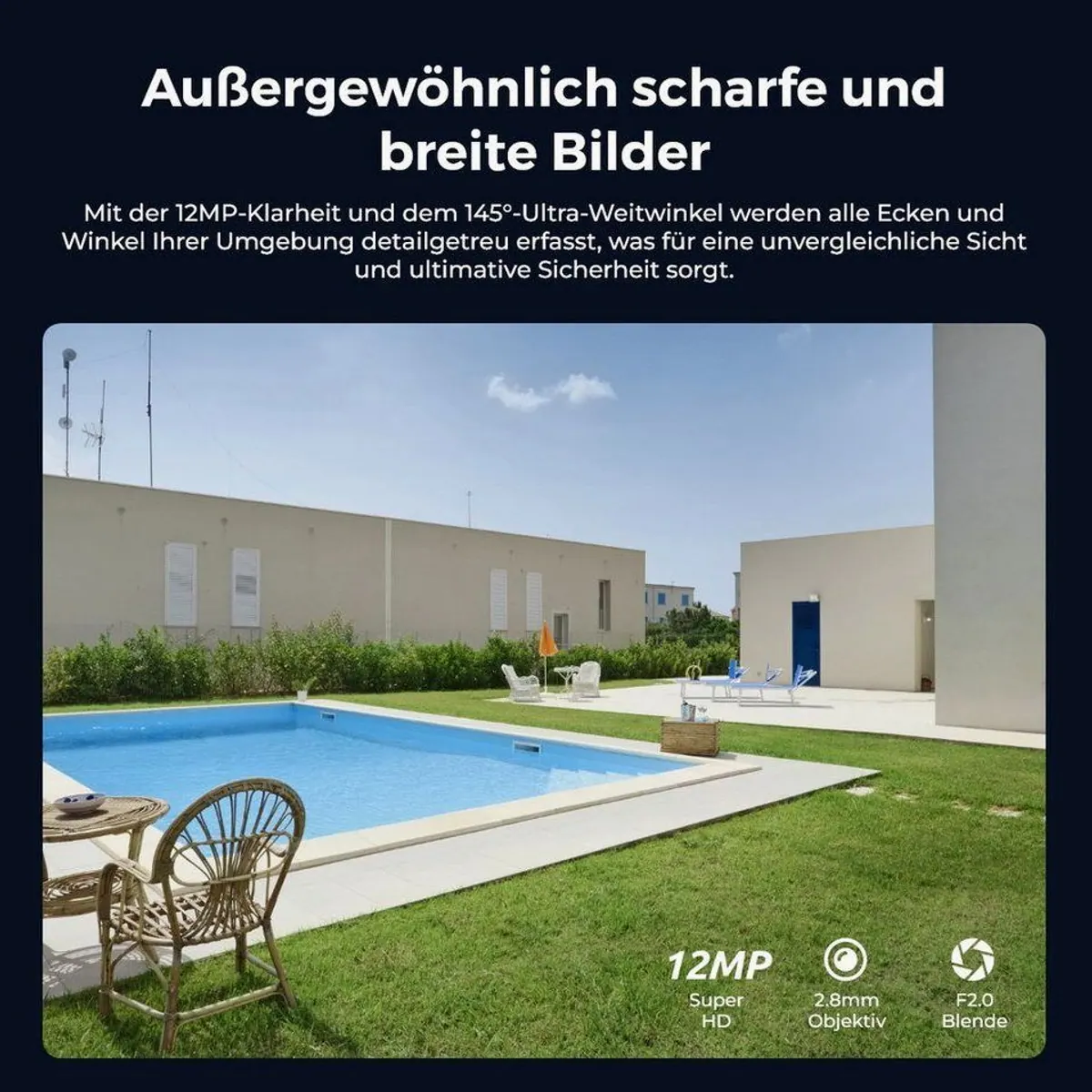 Reolink Überwachungskamera PoE Set RLK8-1200V4, 12MP Auflösung, 145° Sichtfeld, IP67 wetterfest 3