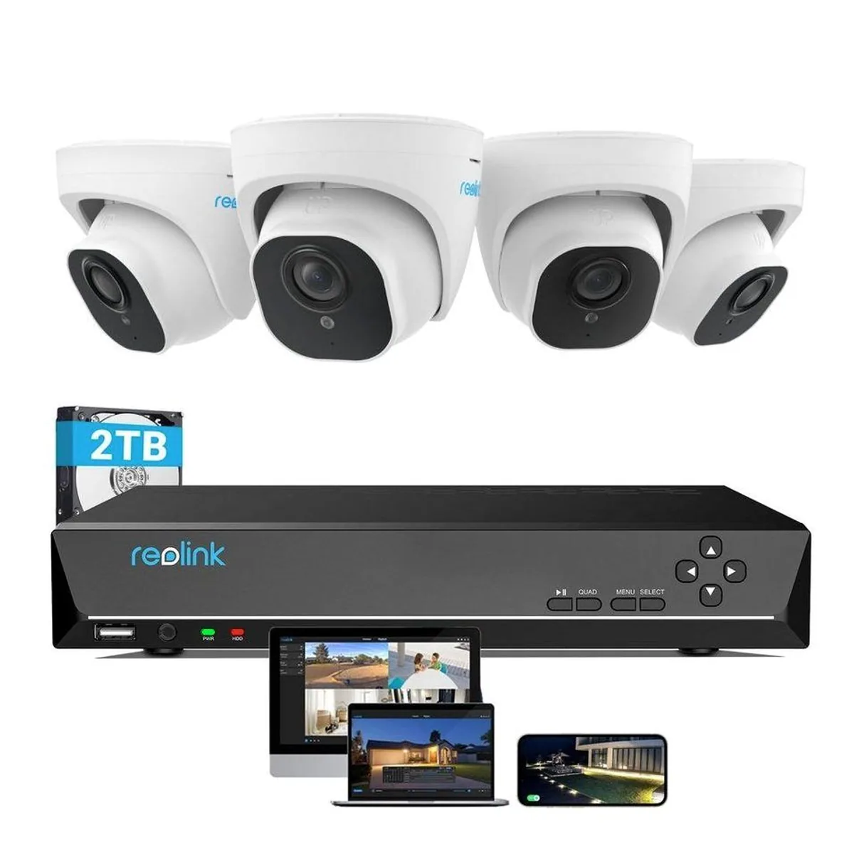 Reolink 8MP 4K PoE Set, intelligente Personen-/Fahrzeugerkennung, 2TB HDD NVR