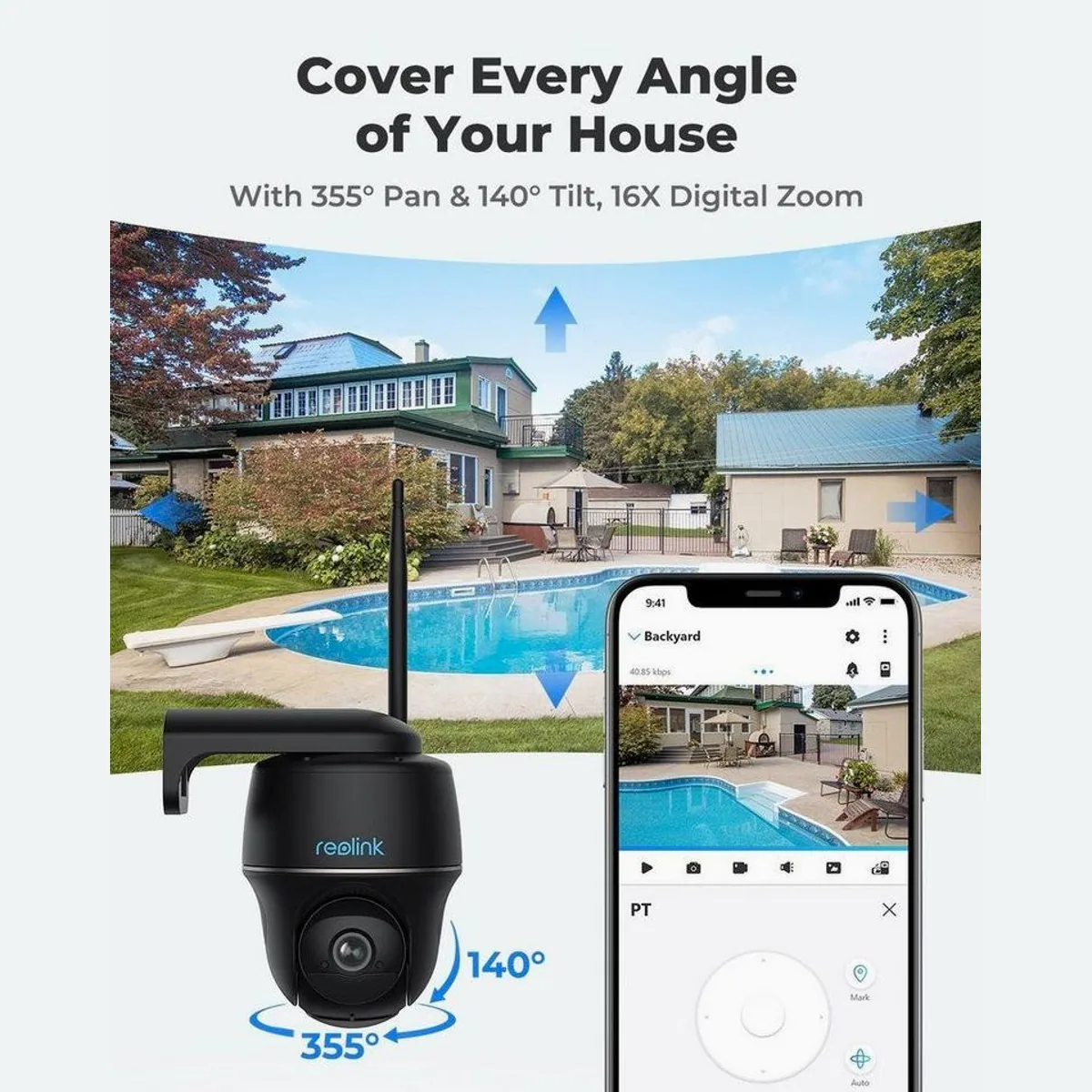 Reolink Argus PT Pro Überwachungskamera, 4MP Auflösung, WLAN & Solarbetrieb, 2-Wege-Audio 5