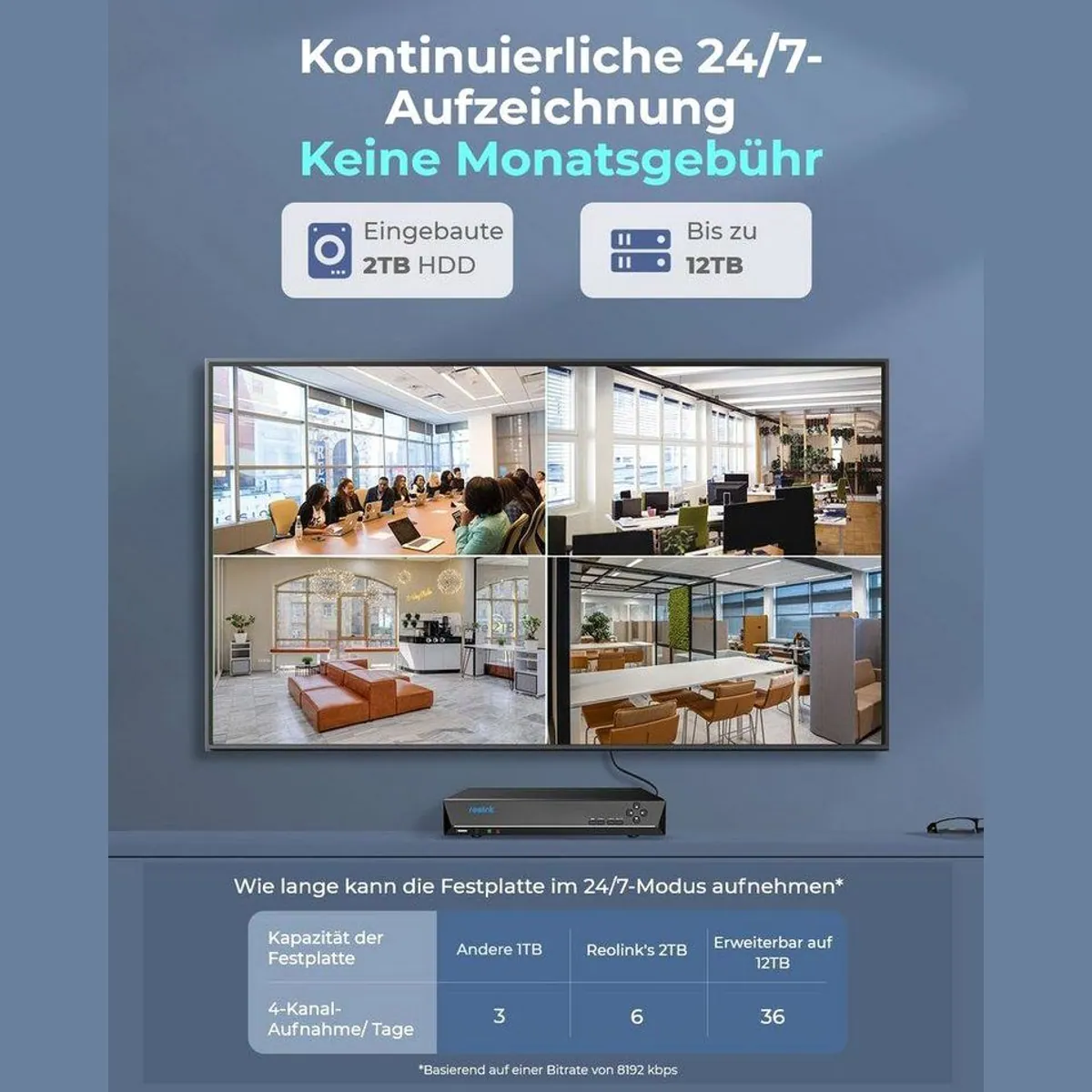Reolink Überwachungskamera Set, 12 MP Ultra HD, PoE, 24/7 Aufzeichnung 3
