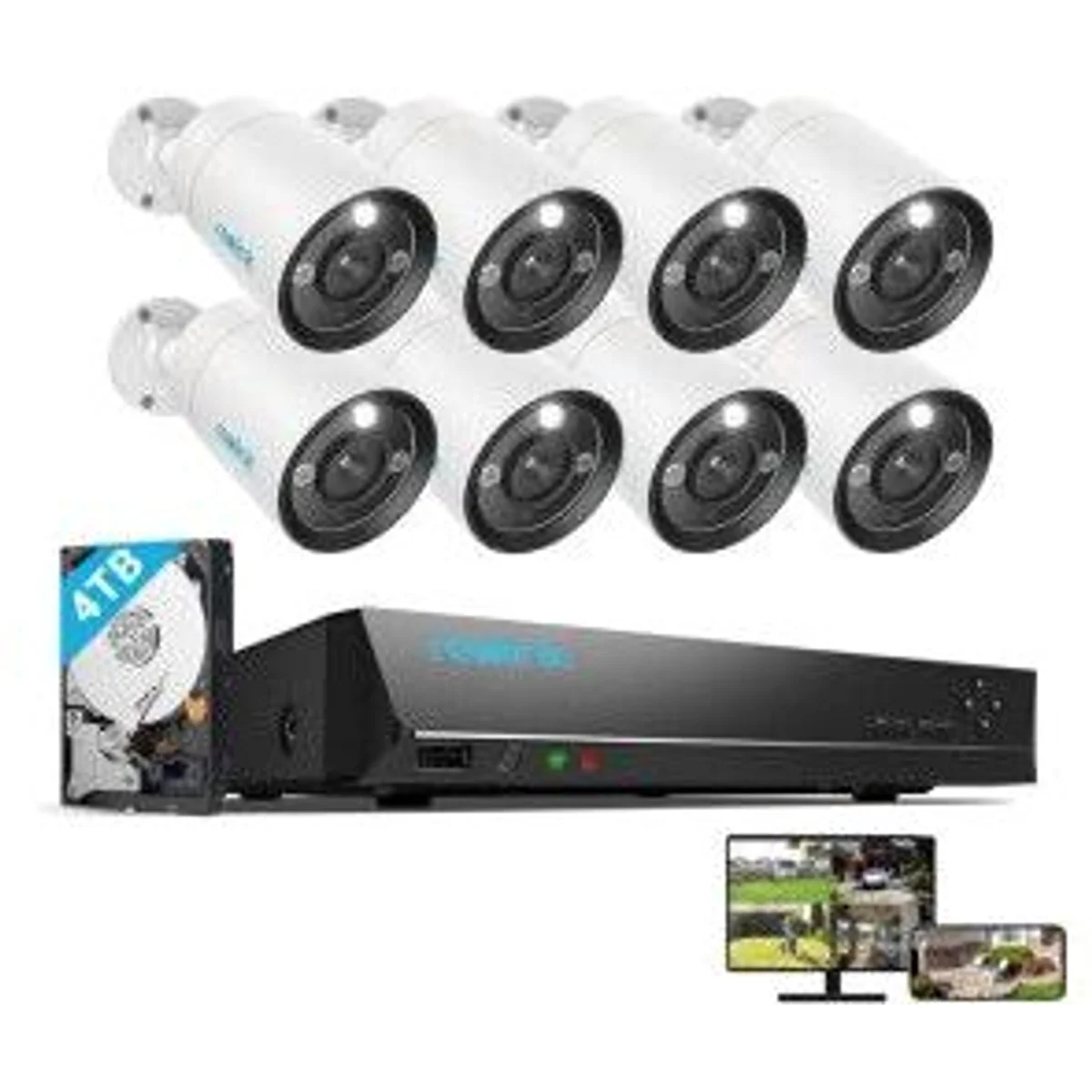 reolink Set Outdoor 8X Bullet, 16CH NVR mit 4TB HDD, 30m Erkennung