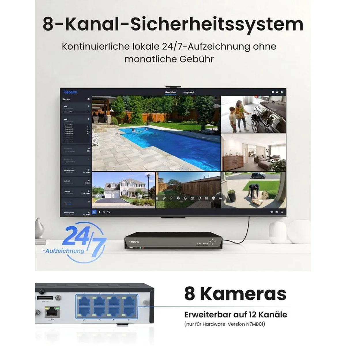 Reolink RLN8-410 NVR, 24/7 Videoaufzeichnung, erweiterbarer Speicher, PoE-Technologie 2