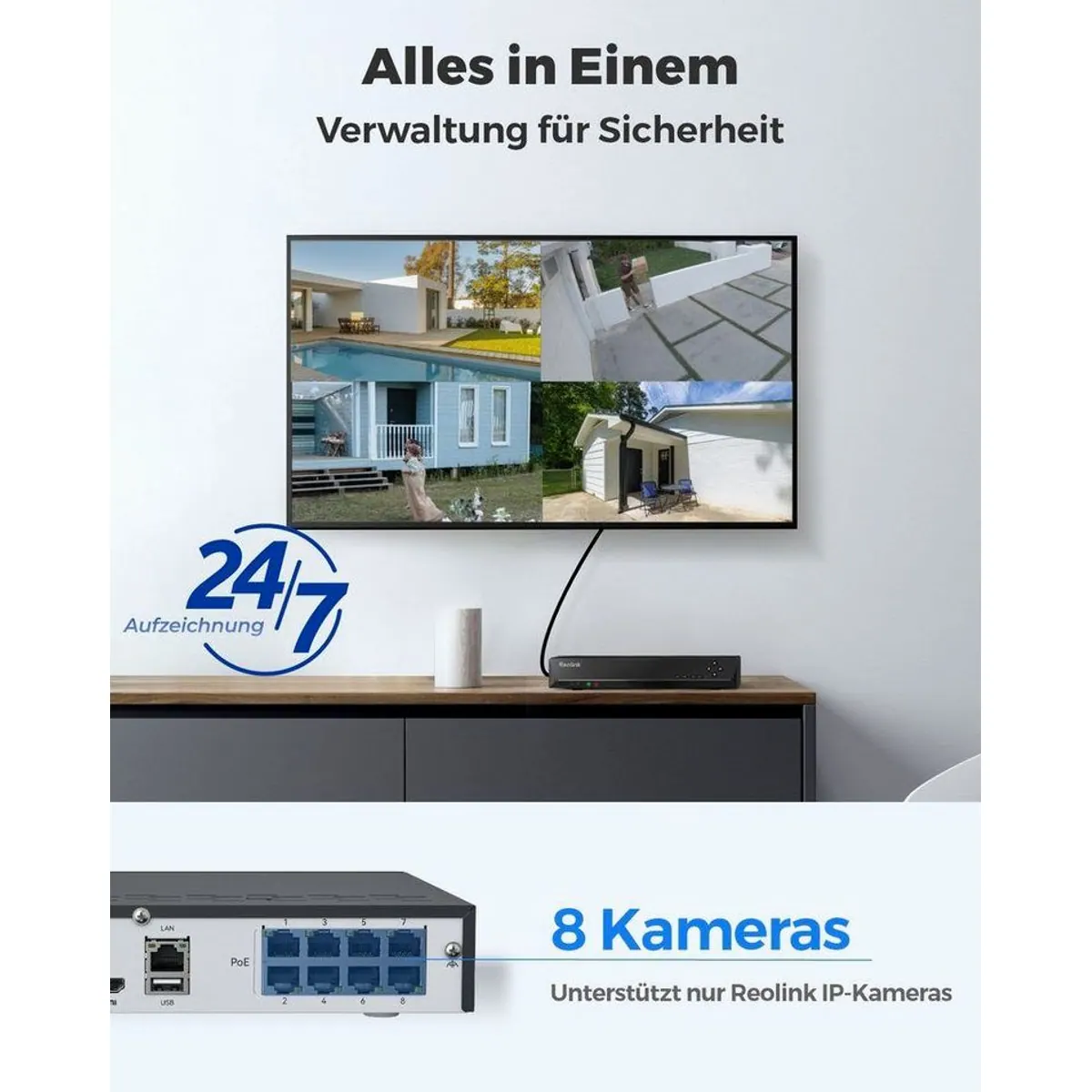 Reolink RLN16-410 NVR, 24-Kanal PoE, 16TB Speicher, 16MP Auflösung 2