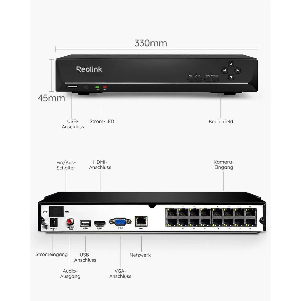 Reolink RLN16-410 NVR, 24-Kanal PoE, 16TB Speicher, 16MP Auflösung 3