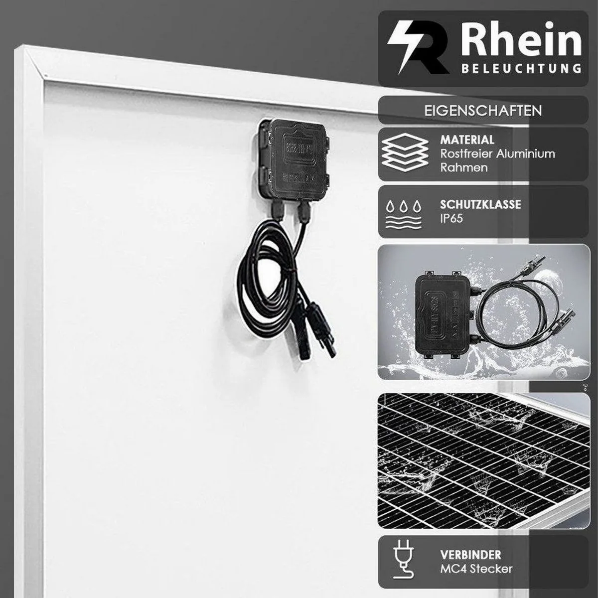 Rhein Beleuchtung 600W 12V Solaranlagen-Komplettset, leistungsstark, wetterfest, einfach zu installieren 3