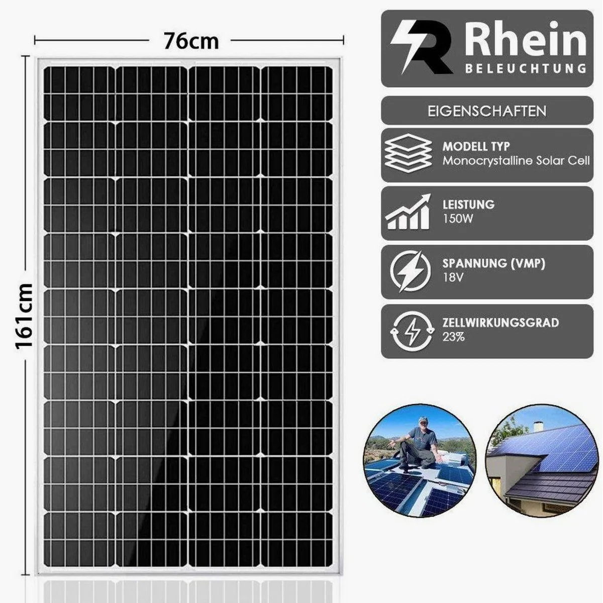 Rhein Beleuchtung 600W 12V Solaranlagen-Komplettset, leistungsstark, wetterfest, einfach zu installieren 4