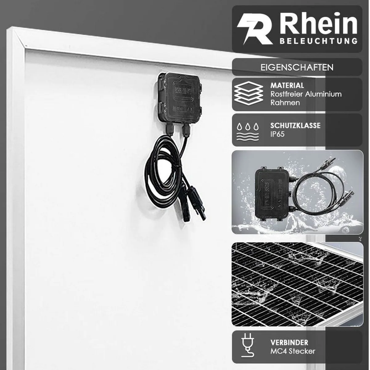 Rhein Beleuchtung Solarmodul 500W, hocheffiziente Monokristalline, vielseitig einsetzbar 2