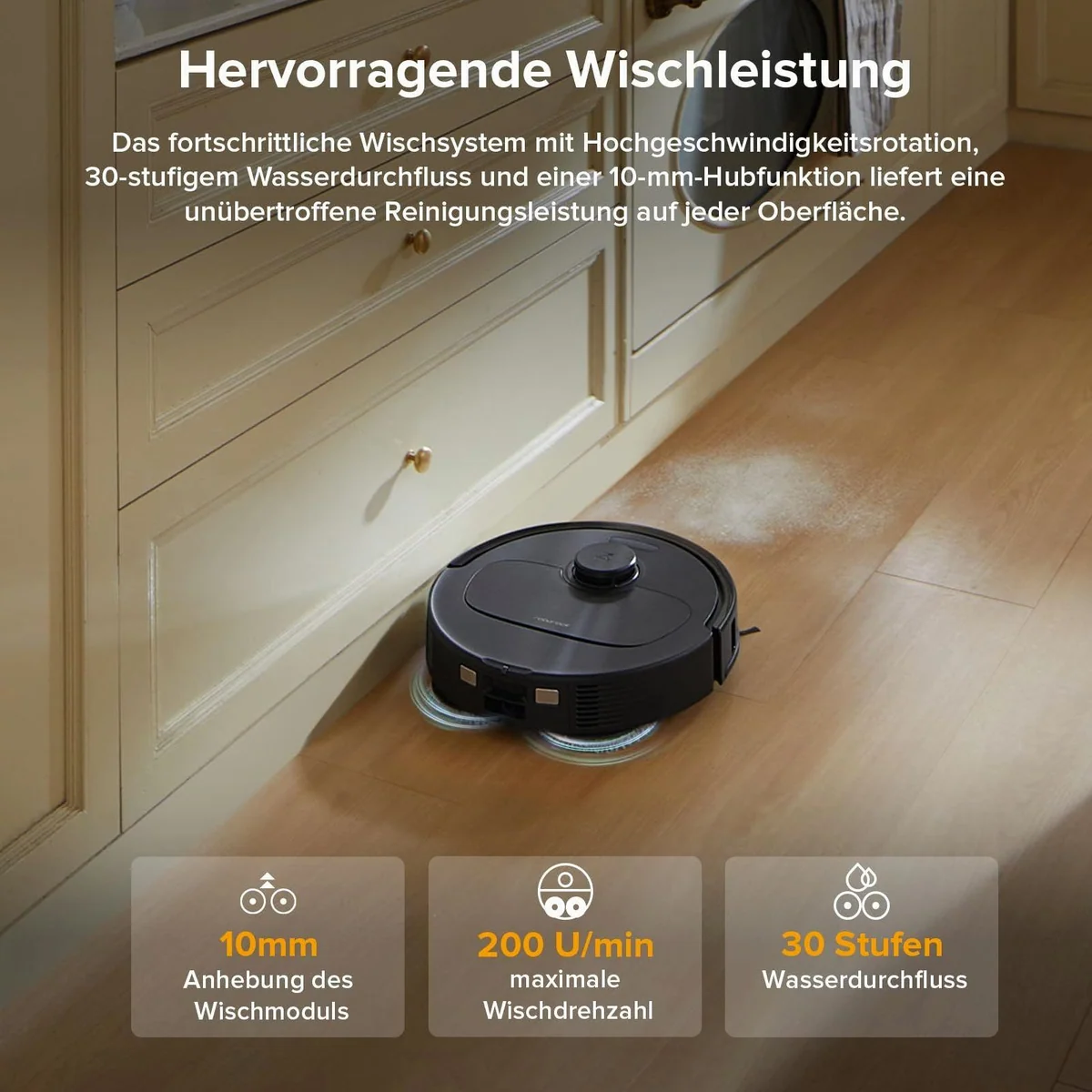 Roborock Saugroboter QV 35A, 8000 Pa Saugkraft, PreciSense-LiDAR-Navigation, Wischfunktion 3