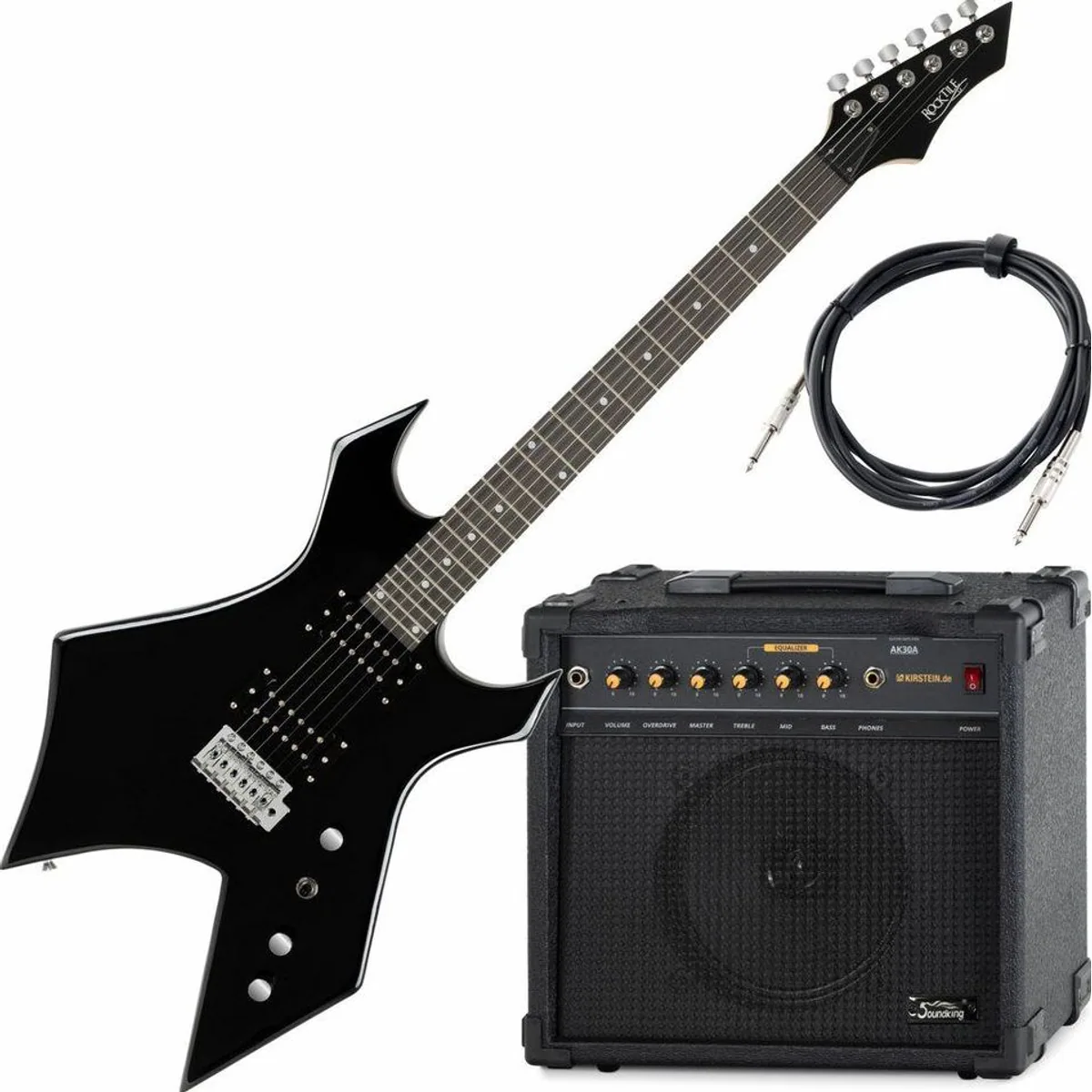 Rocktile Warhead E-Gitarre Set, druckvoller Sound, komfortable Bespielbarkeit