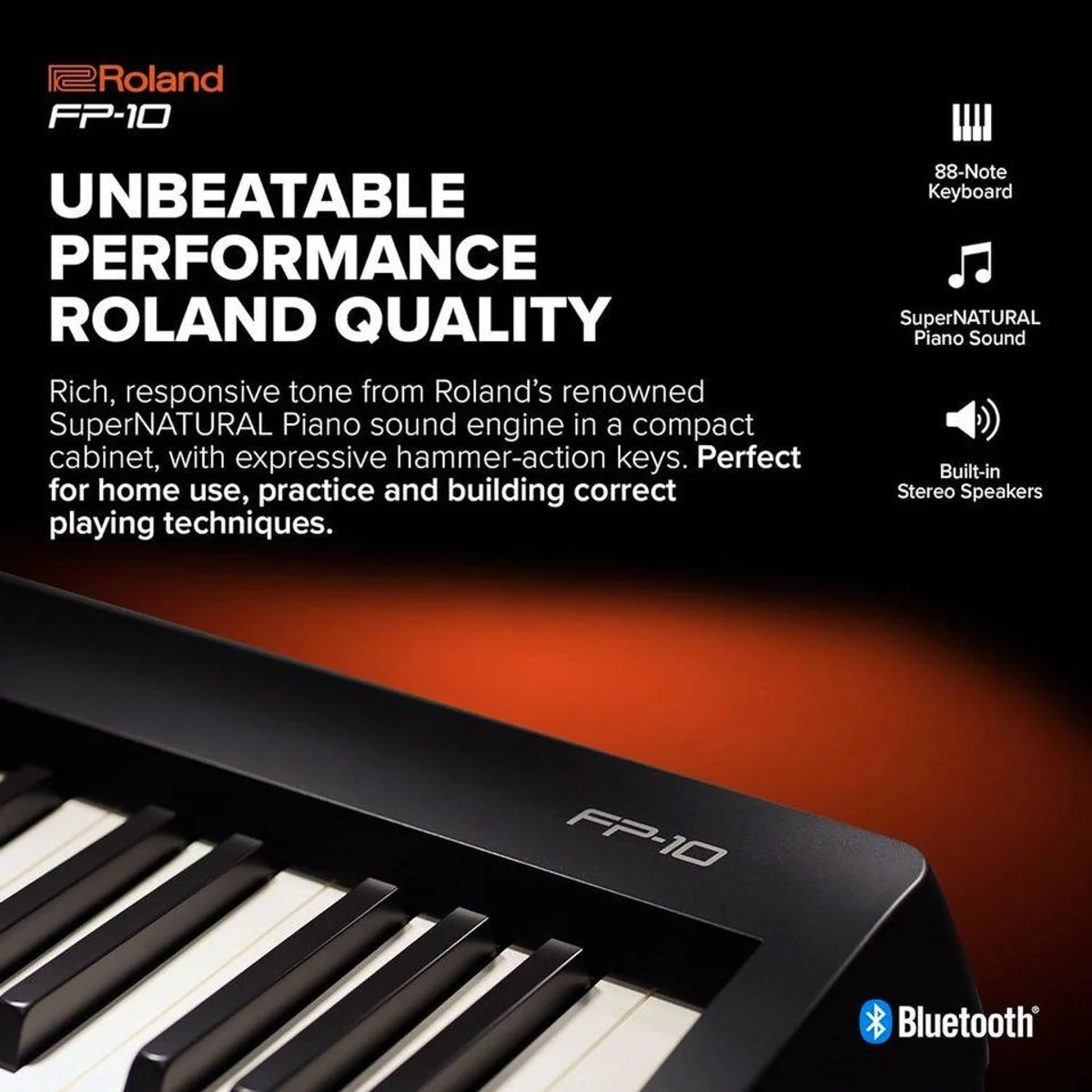 Roland FP-10 Digital Piano, authentisches Spielgefühl, tragbares Design, vielseitige Sounds 4