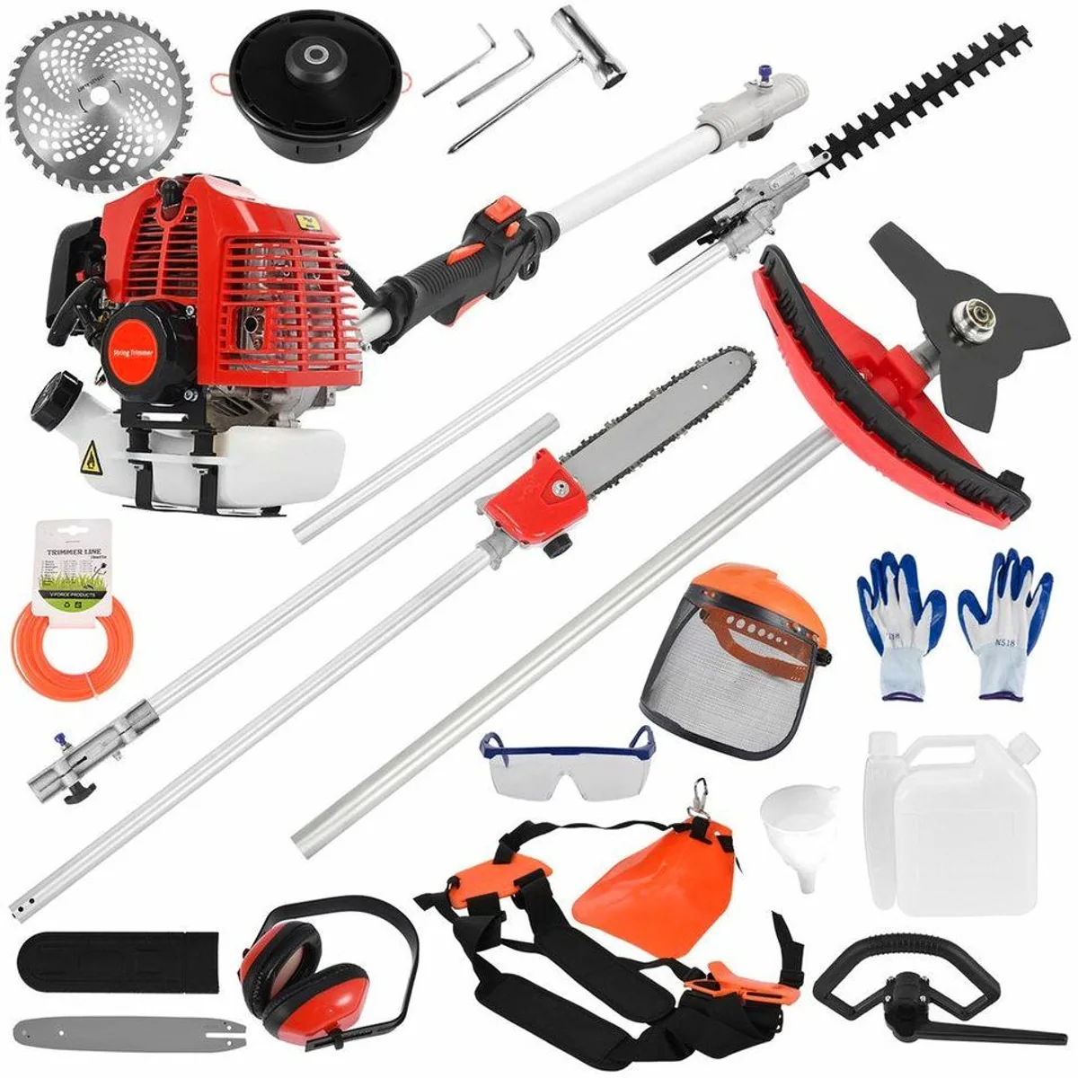 Rutaqian Benzinrasenmäher 52CC, 5-in-1 Multifunktionswerkzeug — Hochleistungsmotor, ergonomisches Design, vielfältige Einsatzmöglichkeiten
